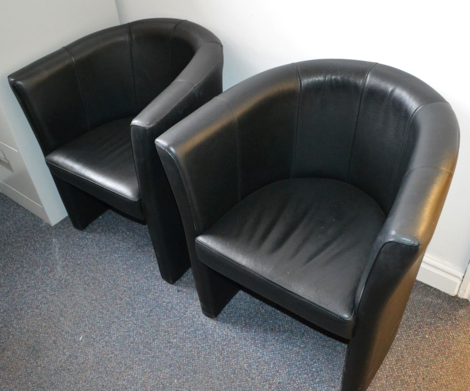 3 x Faux Leather Tub Chairs In Black - In Good Overall Condition - Ref BB1184 KS