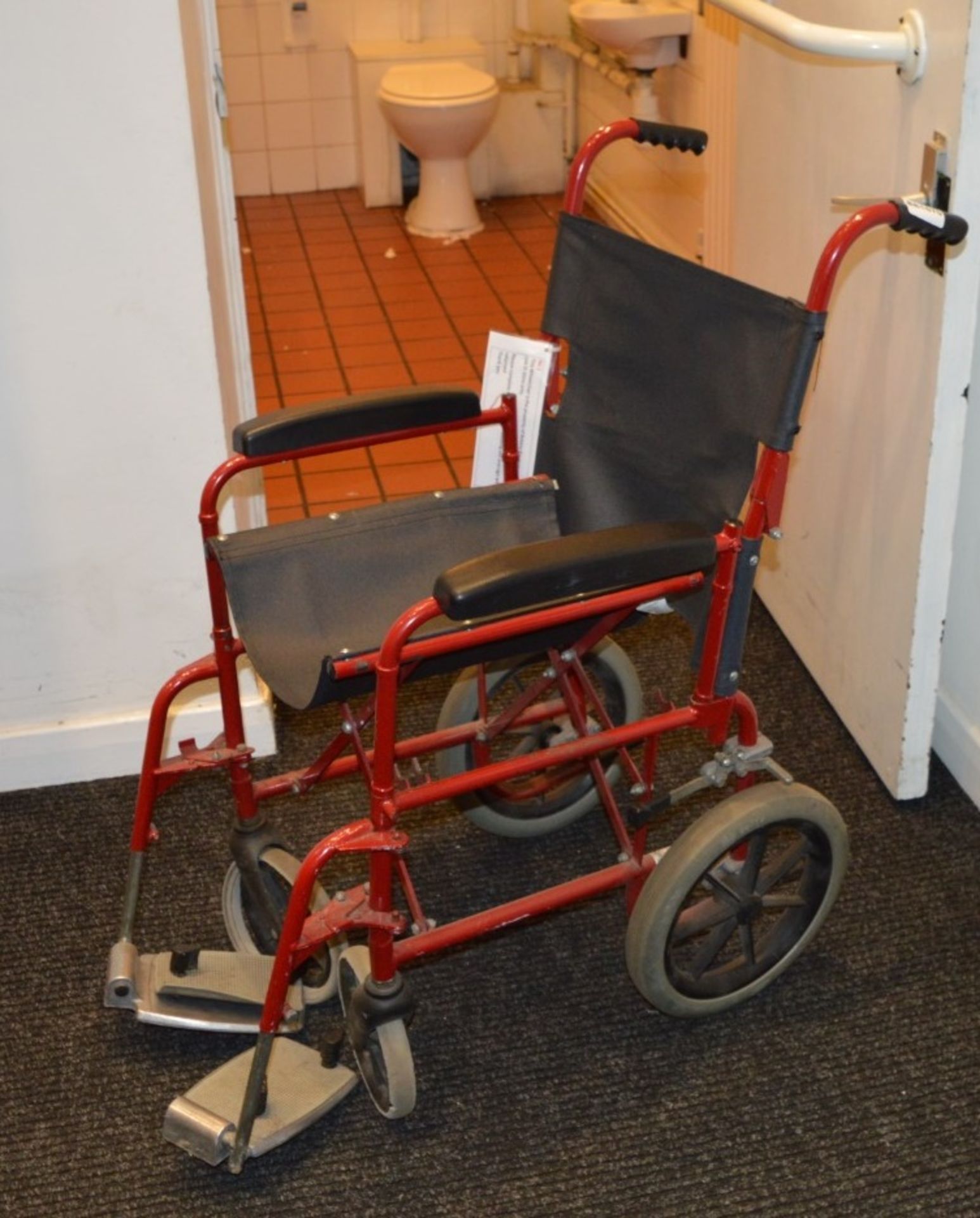 1 x Lomax Wheelchair in Red - Model CZC050 - Ref BB1670 GF - CL351 - Location: Chorley PR6