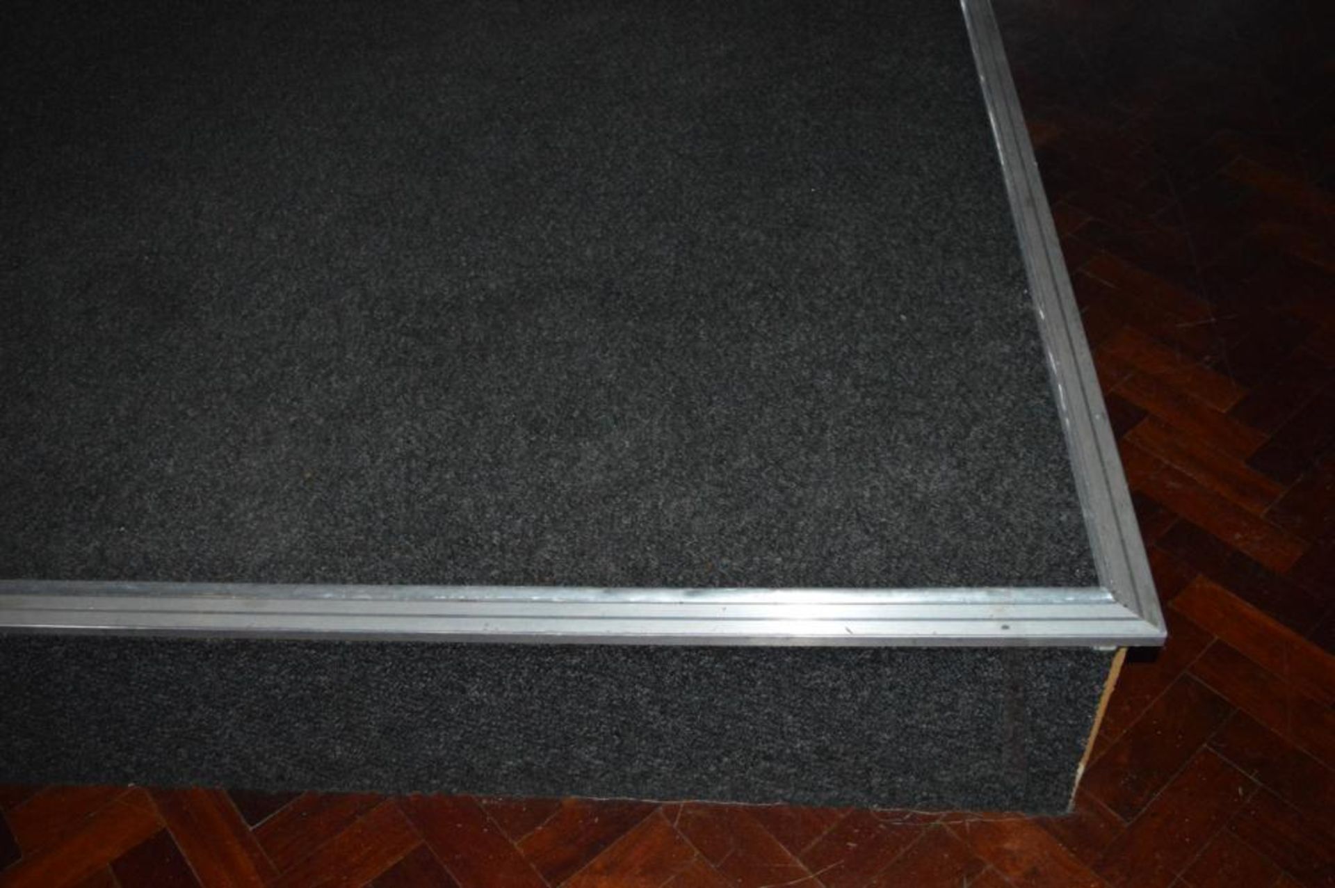 1 x Carpeted Stage Platform With Overhead Suspended Illuminated Cover and Access Steps - Platform Di - Image 8 of 9