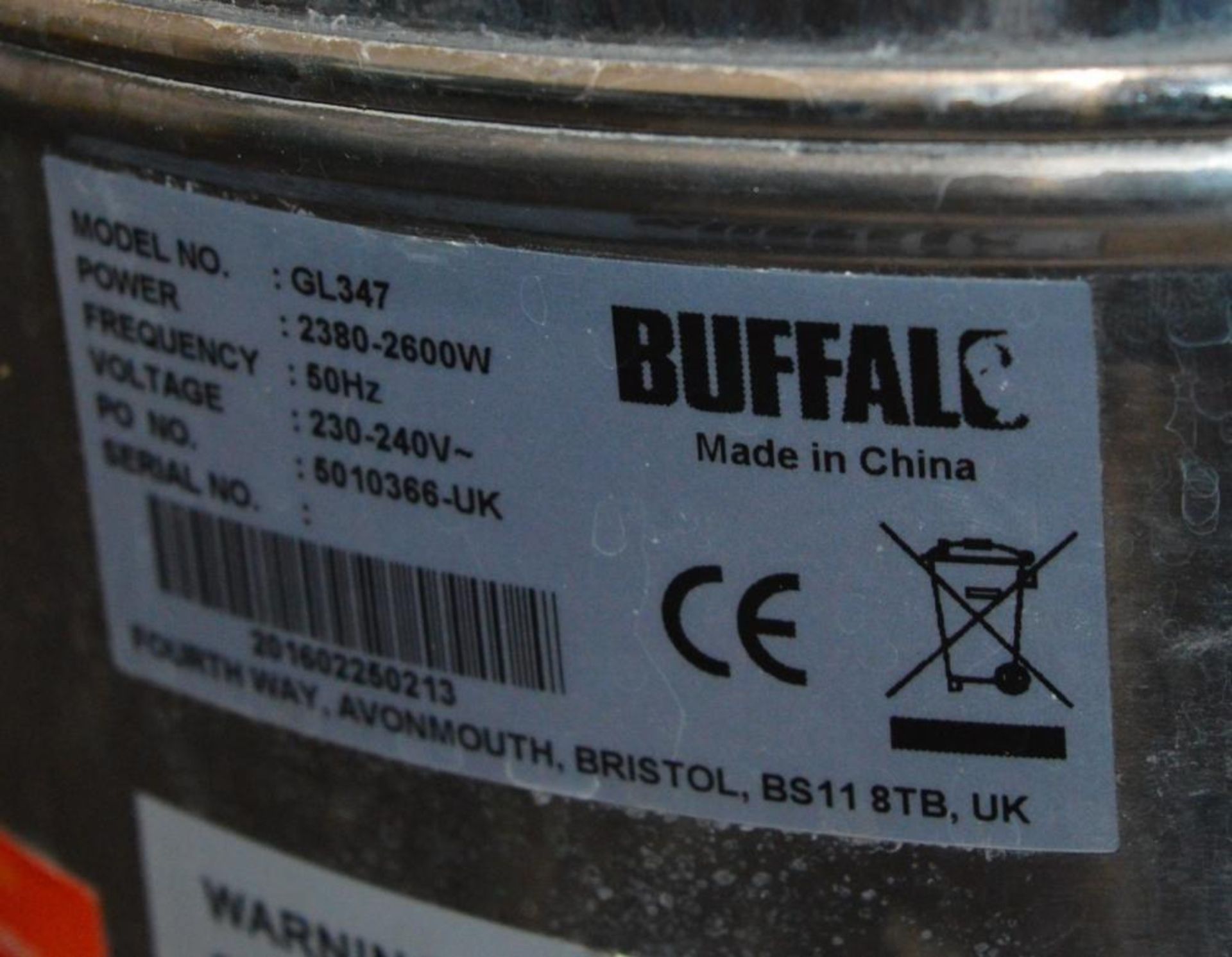 1 x Buffalo GL347 Manual Fill Water Boilet&nbsp;20 Litre With Stainless Steel Finish - Ref BB305 PTP - Image 2 of 2