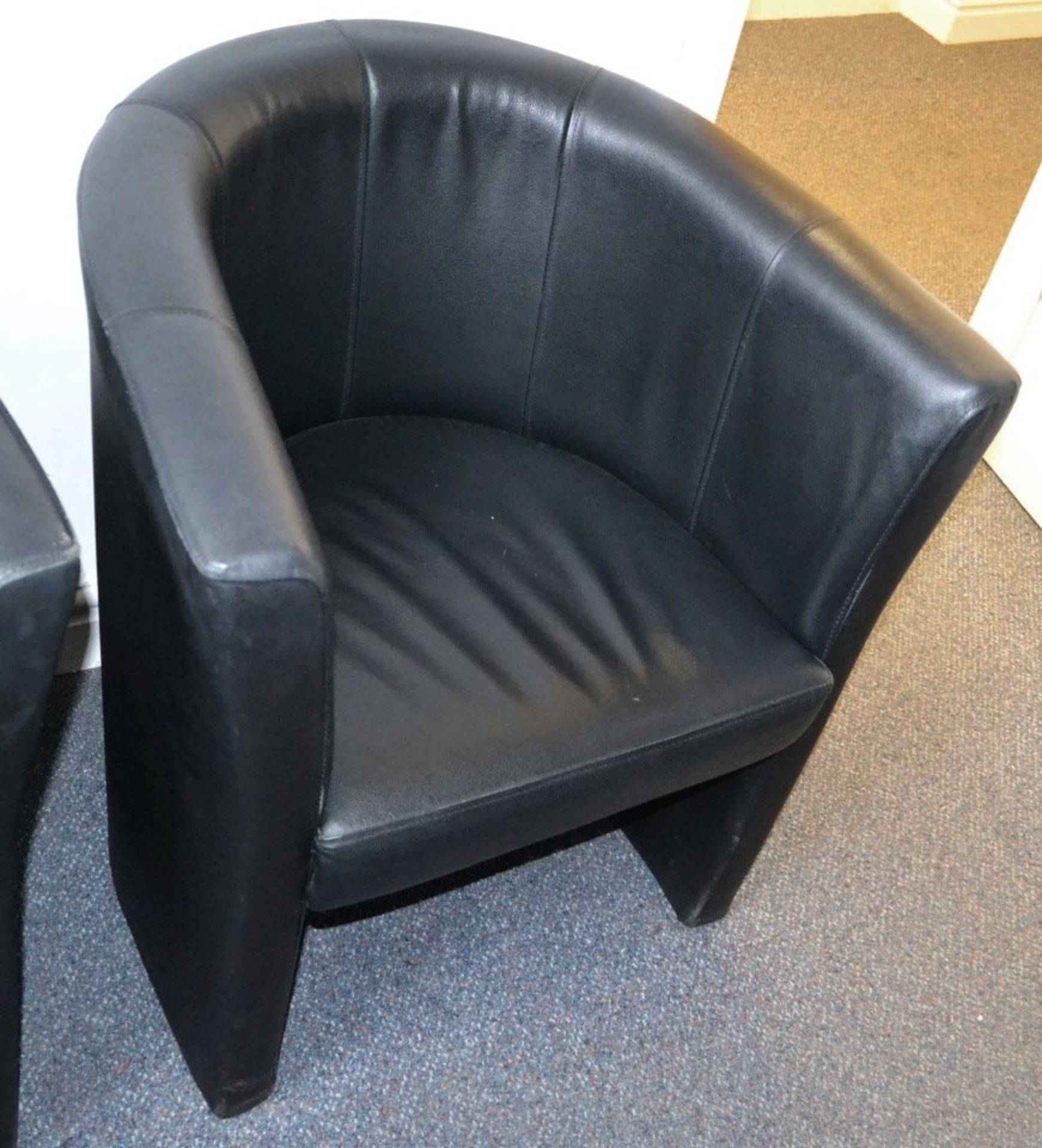 3 x Faux Leather Tub Chairs In Black - In Good Overall Condition - Ref BB1184 KS - Image 3 of 3