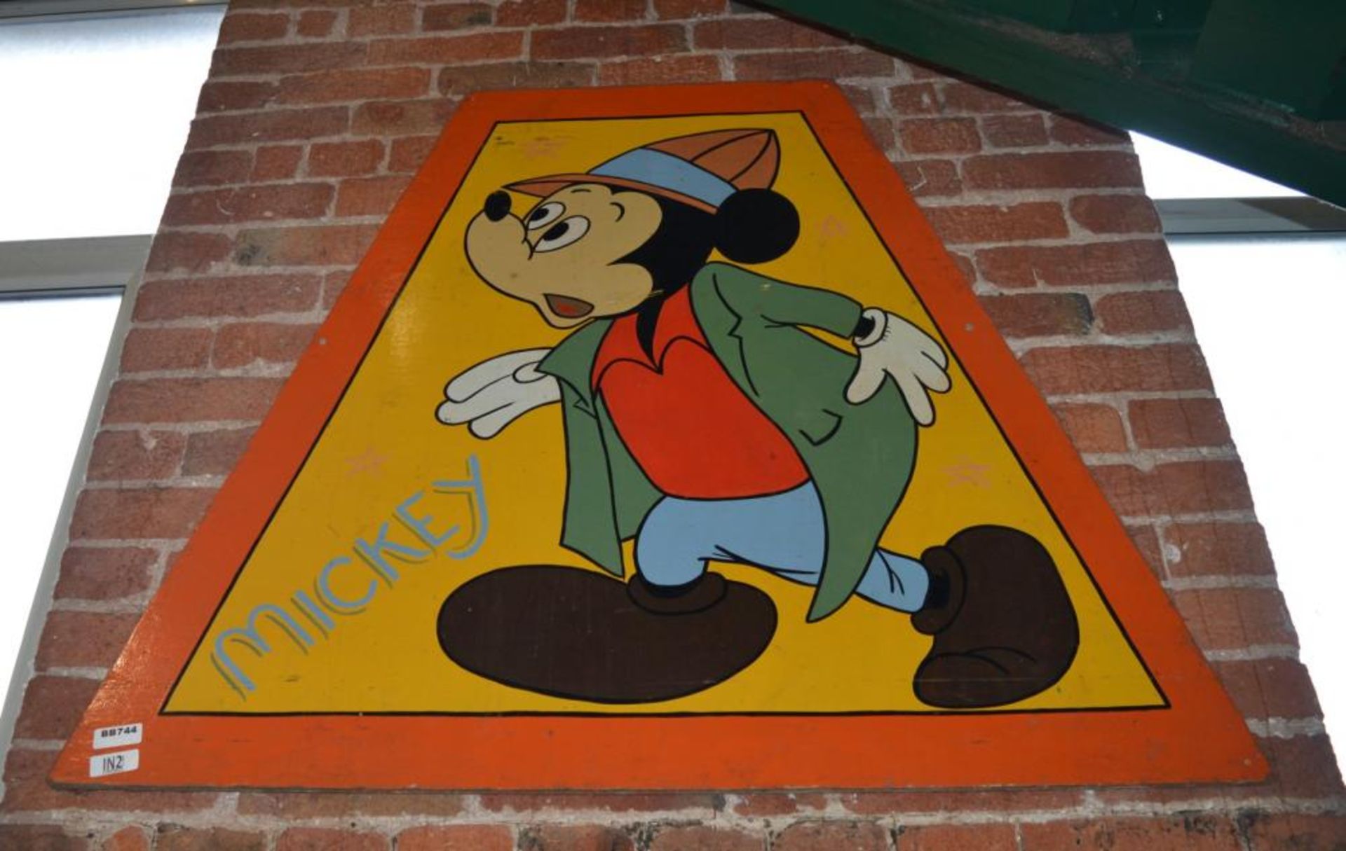 1 x Vintage Wooden Mickey Mouse Fairground Sign - 46 x 44 Inch - Ref BB744 - CL351 - Location: Chorl - Image 2 of 4