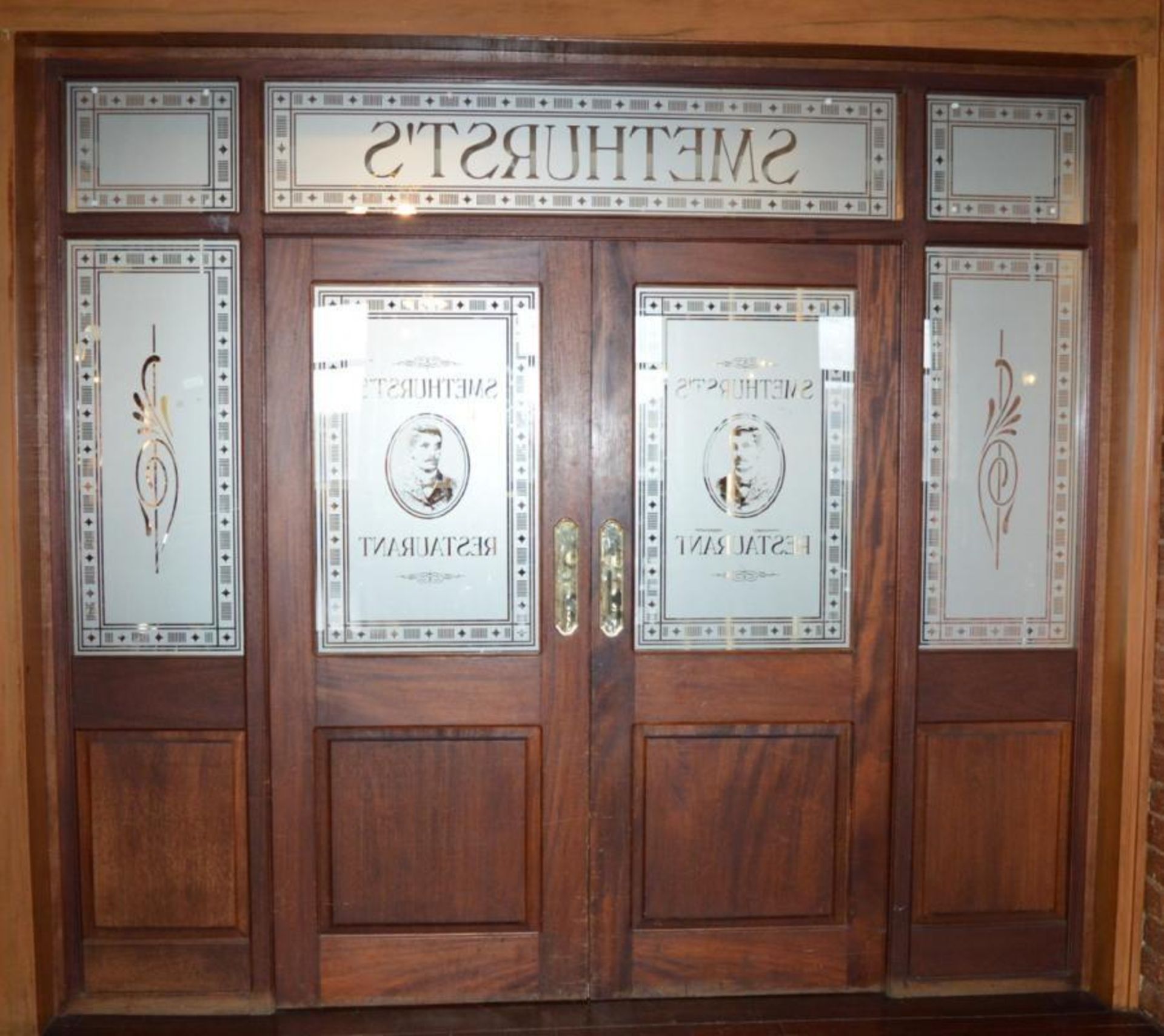 1 x Set of Double Doors With Surround - Smithhursts Restaurant and Bar - Includes Brass Hardware - H