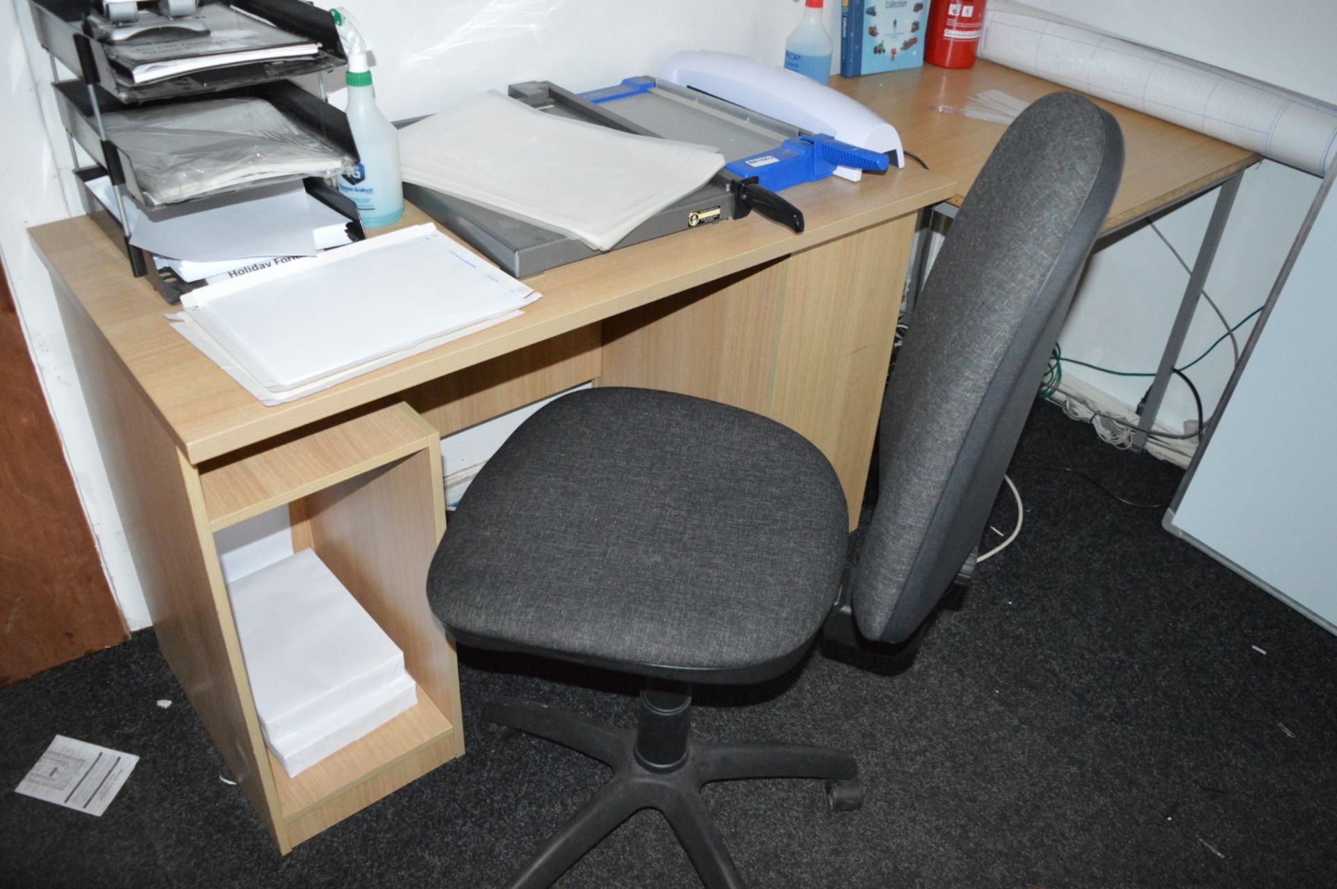 8 x Assorted Pieces of Office Furniture - Includes 3 x Desks, 1 x Table, 1 x Fan, 2 x Chairs and 1 x - Image 2 of 5