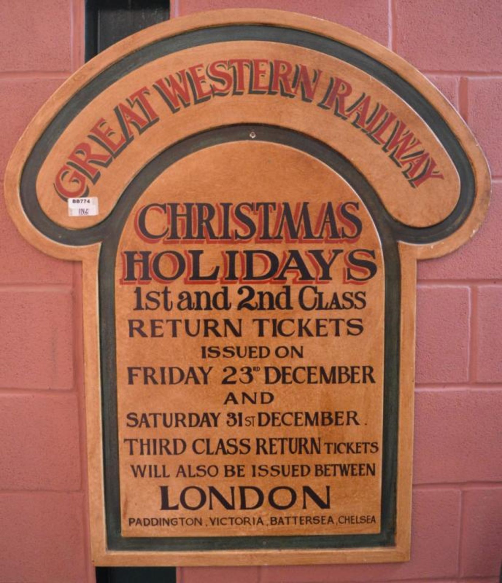 1 x Wall Mounted Train Signage - Great Western Railways Christmas Holidays - 48 x 42 Inches - Ref BB - Image 2 of 3