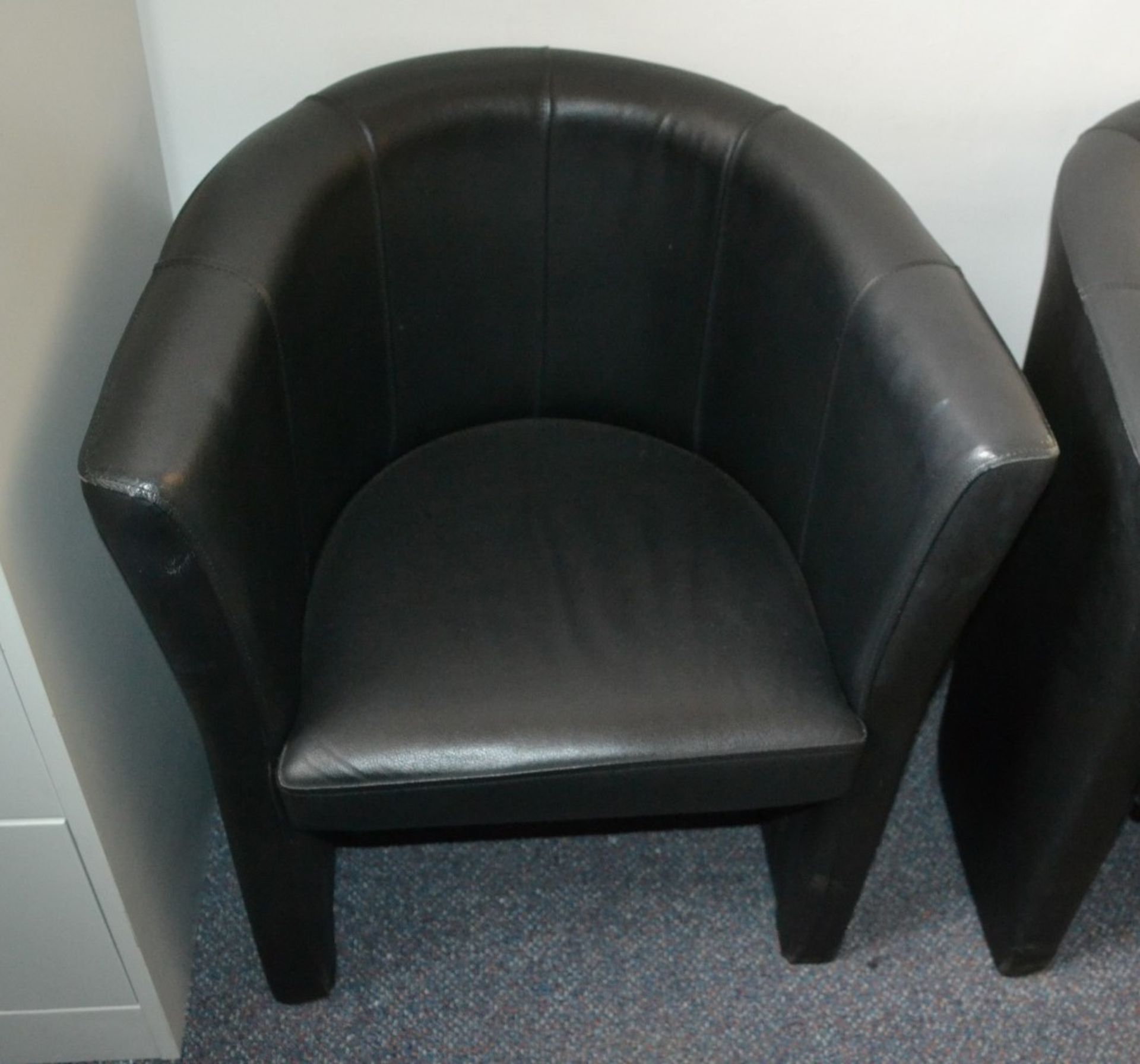 3 x Faux Leather Tub Chairs In Black - In Good Overall Condition - Ref BB1184 KS - Image 2 of 3