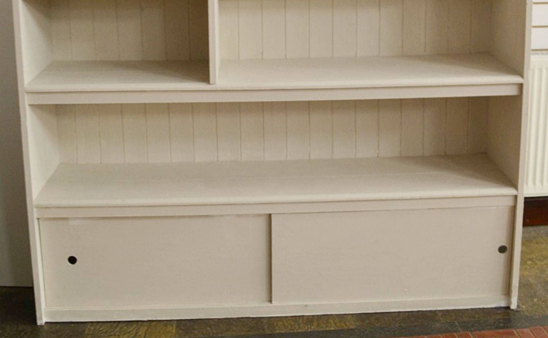 1 x Large 2-Metre Tall Painted Dresser Unit With 2 Sliding Door Storage And Paneled Back - Image 2 of 4