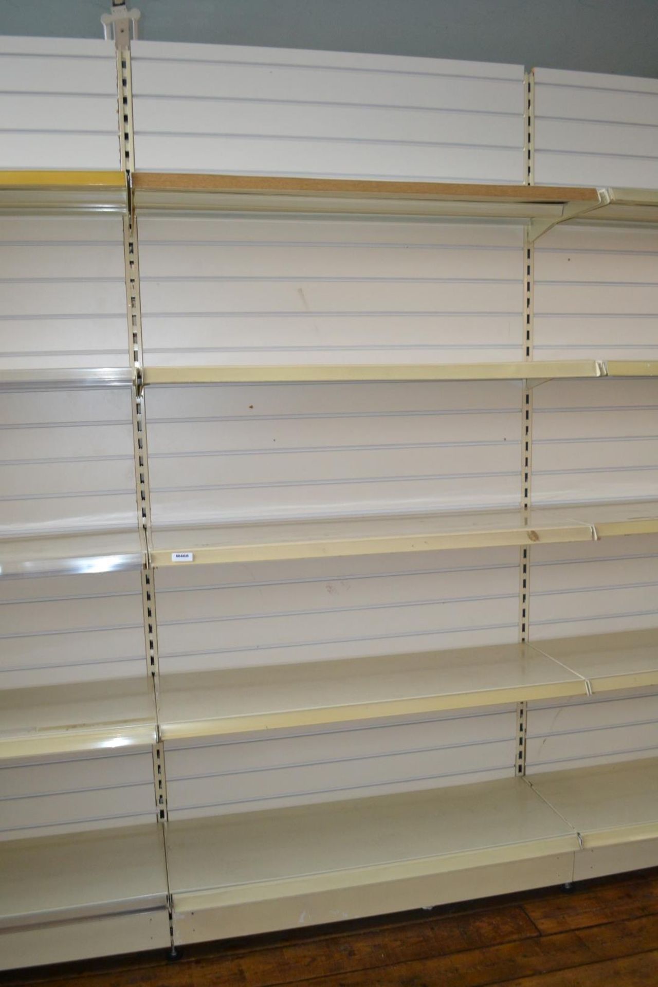 1 x Slatwall With Shelving - Approx. Total Dimensions: W480cm x H249cm - Buyer To Remove - Image 4 of 6