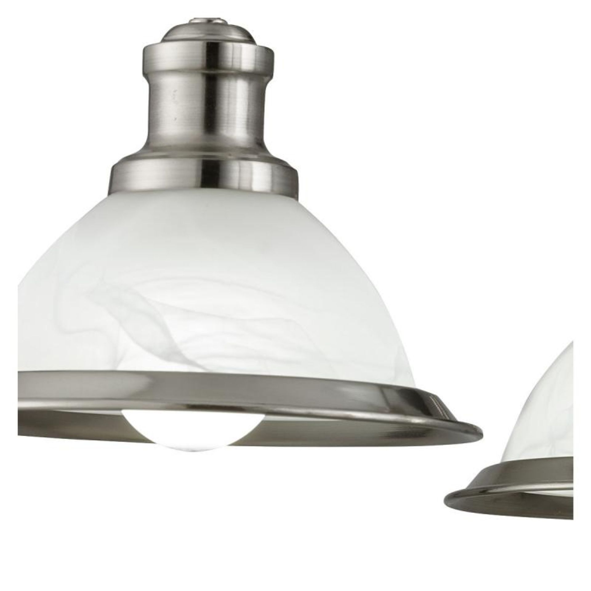 1 x Bistro Satin Silver 3 Light Ceiling Fitting With Marble Glass Shades - New Boxed Stock - CL323 - - Image 2 of 3
