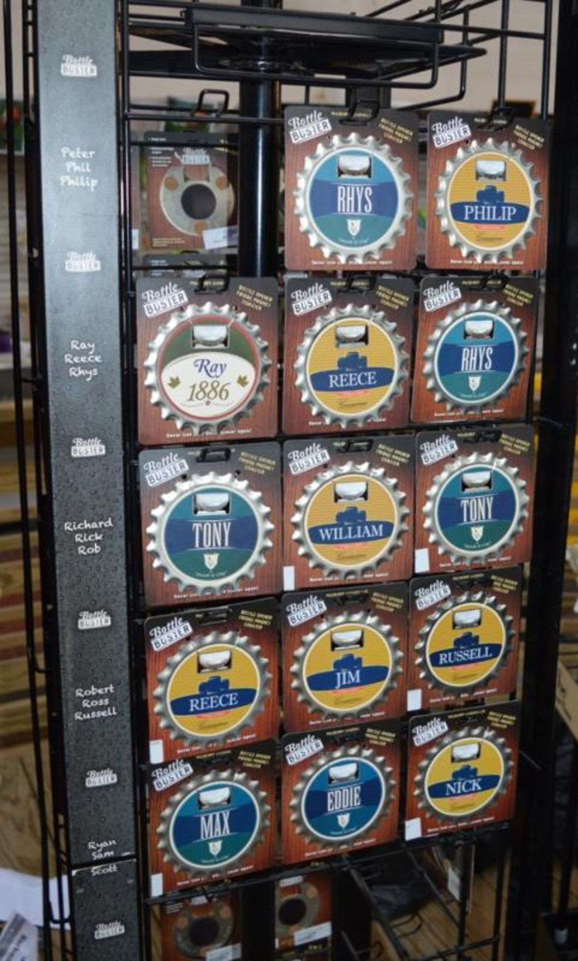 1 x Retail Carousel Display Stand With Approx 70 x Personalised Bottle Buster Bottle Openers - Bottl - Image 5 of 5