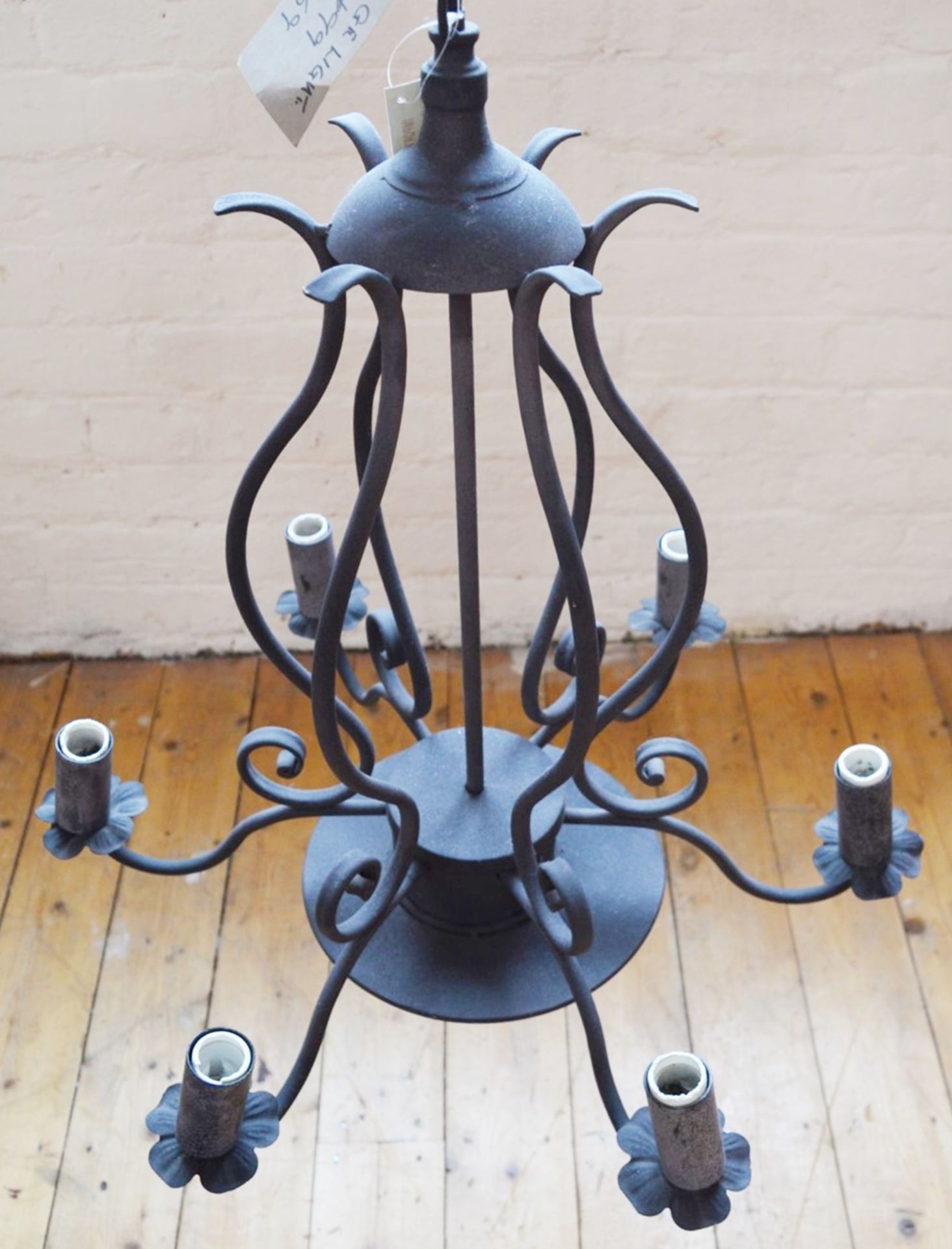 1 x Vintage GE Six Arm Chandelier in Black - H72 x W56 cms - Ref BB1711 2F - CL351 - Location: