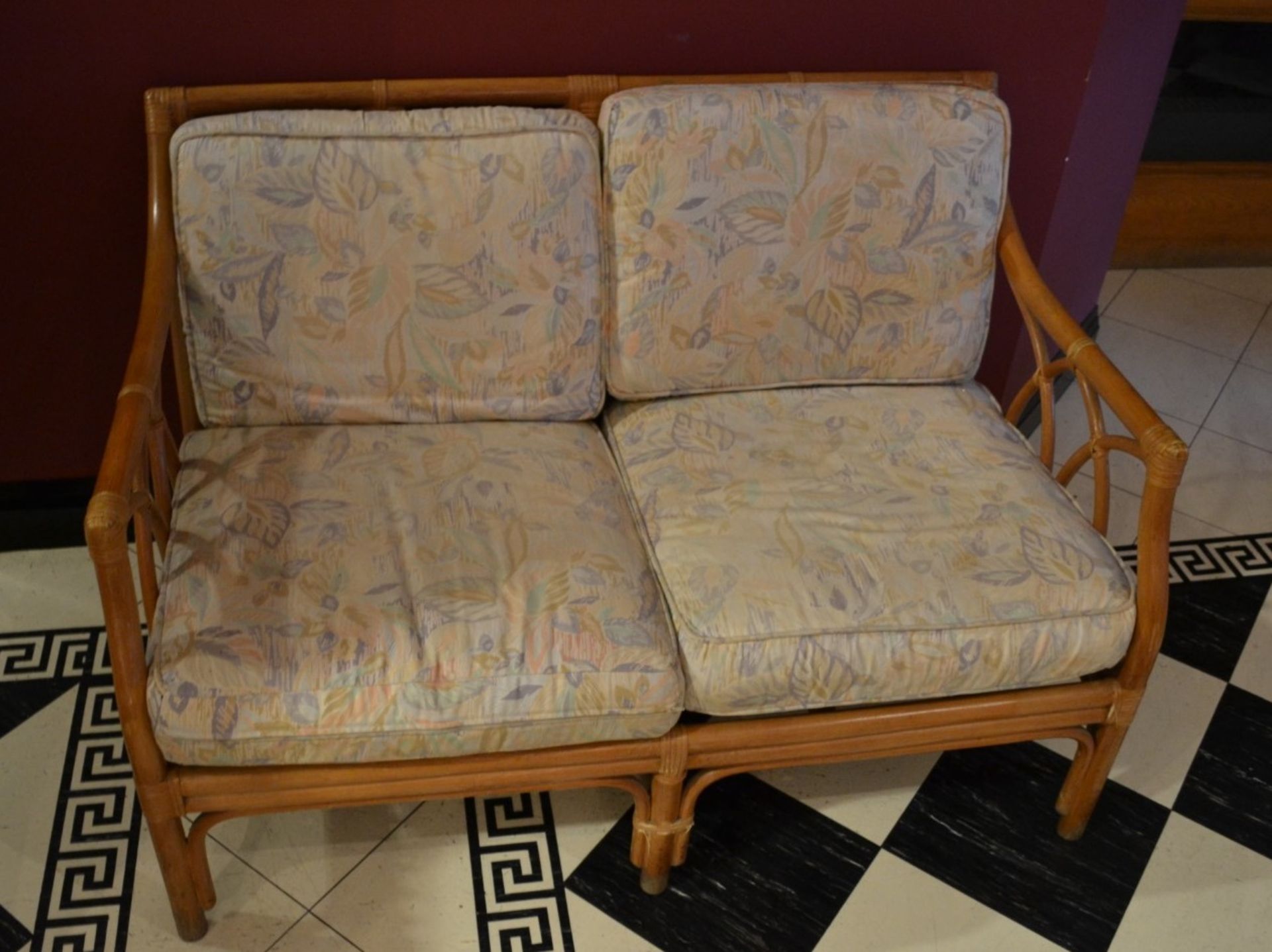 1 x Wooden Sofa Set With 1x Two Seater,1x Arm Chair And Coffee Table - Image 2 of 4