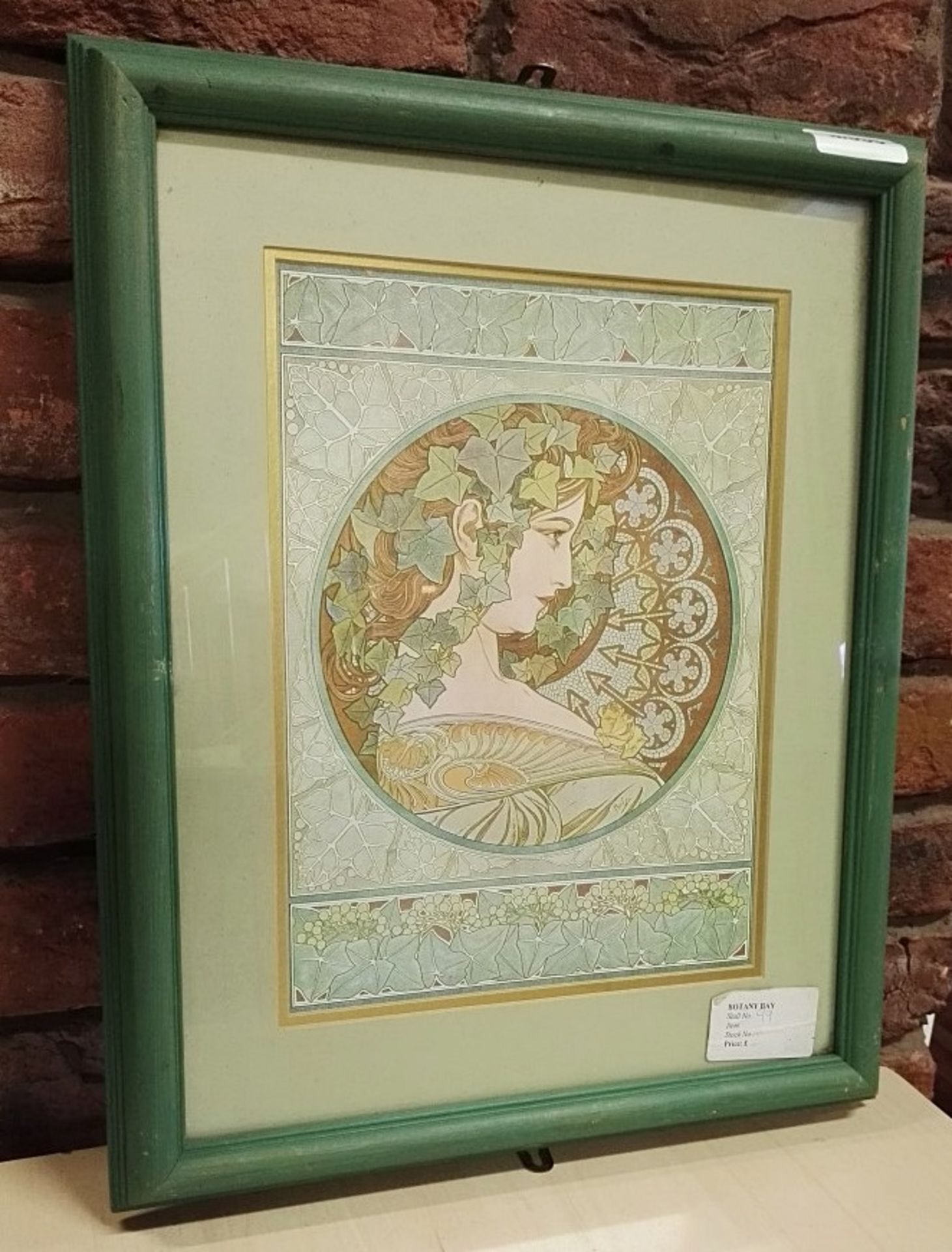 1 x Framed Print Of 'Ivy' By Alphonse Mucha - Ref M555 - Dimensions: H50 x 41cm - CL351