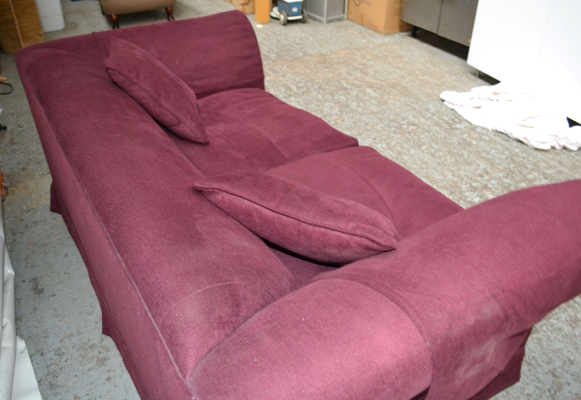 1 x Large Purple Sofa With Arm Covers - CL314 - Location: Altrincham WA14 - *NO VAT On Hammer*<B - Image 7 of 9