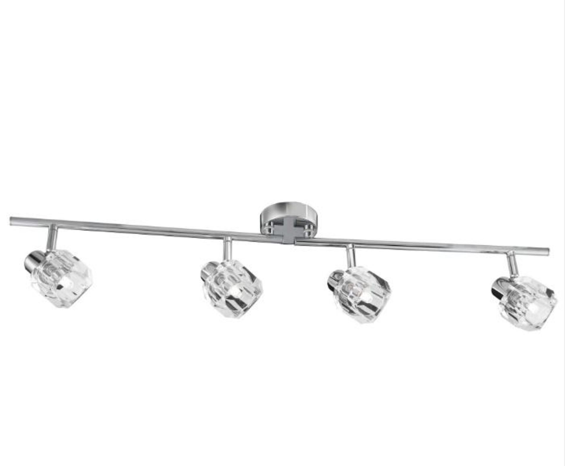 1 x Triton Chrome 4 Light Adjustable Bar Spotlight With Clear Glass Shades - Brand New Boxed Stock -