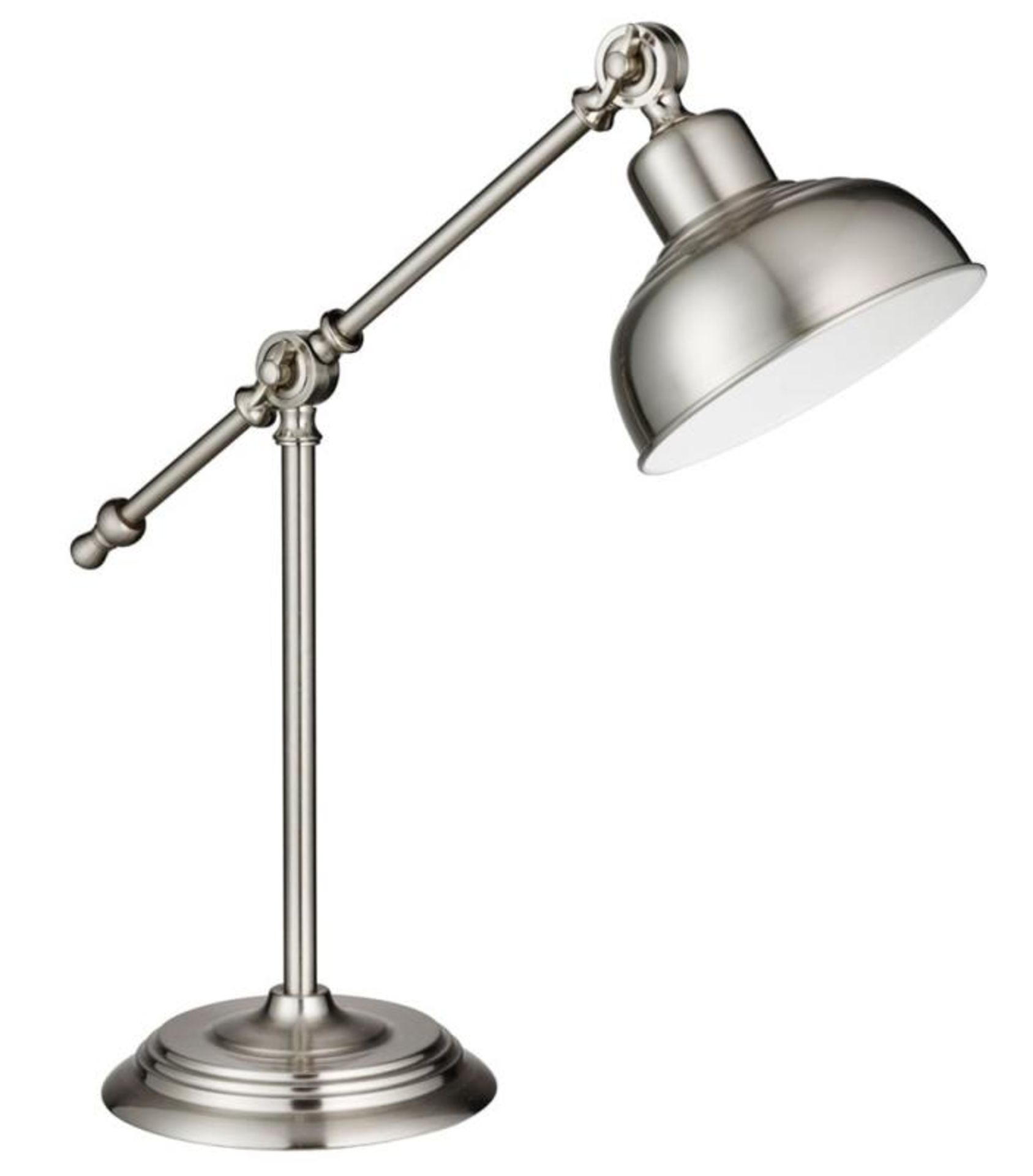 1 x Macbeth Industrial Style 1-Light Table Lamp In Satin Silver - New Boxed Stock - CL323 - Ref: 201