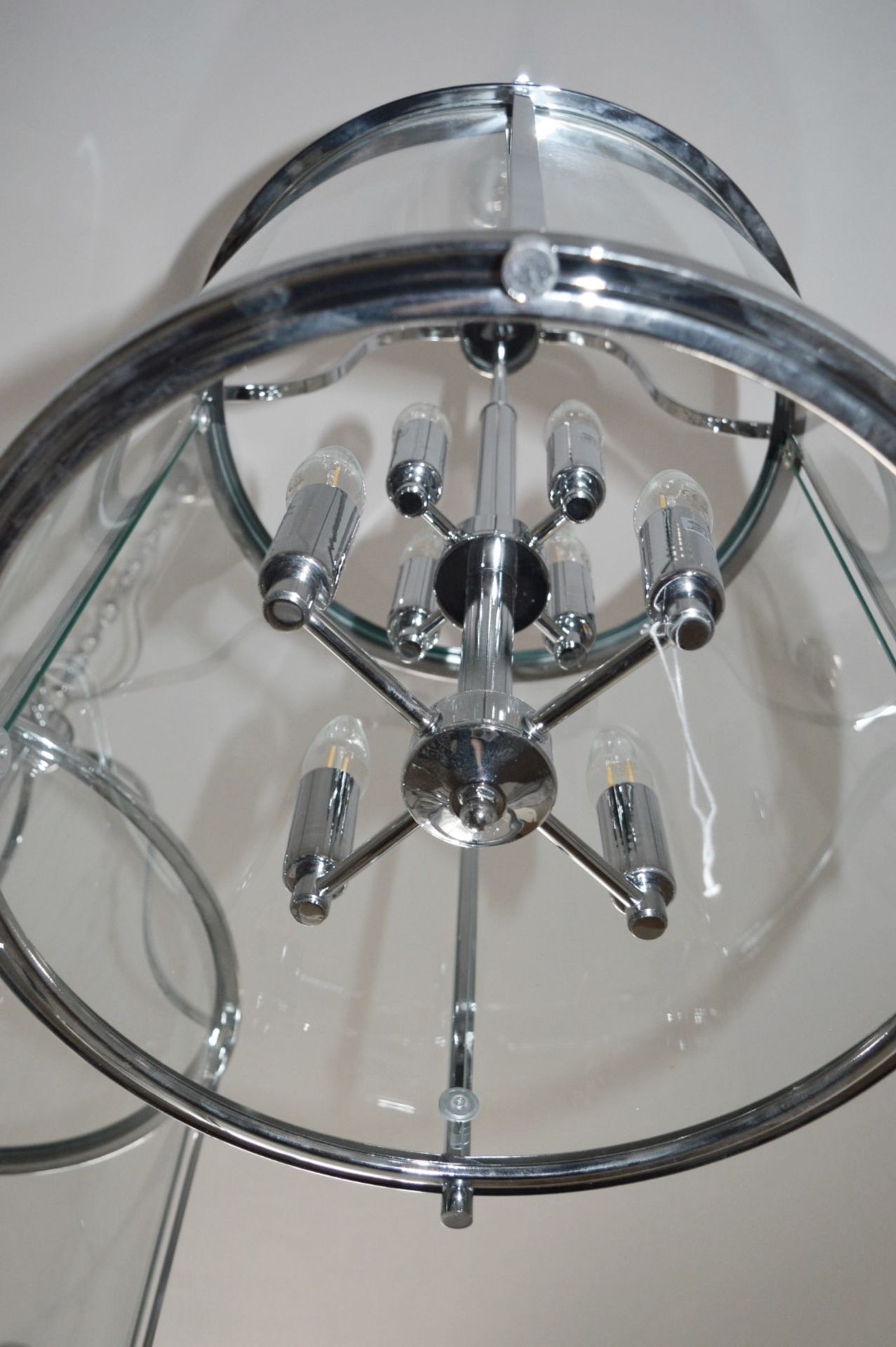 1 x Victorian Lantern Chrome 8-Light Ceiling Fitting With Clear Glass Panels - RRP £576.00 - Image 3 of 5