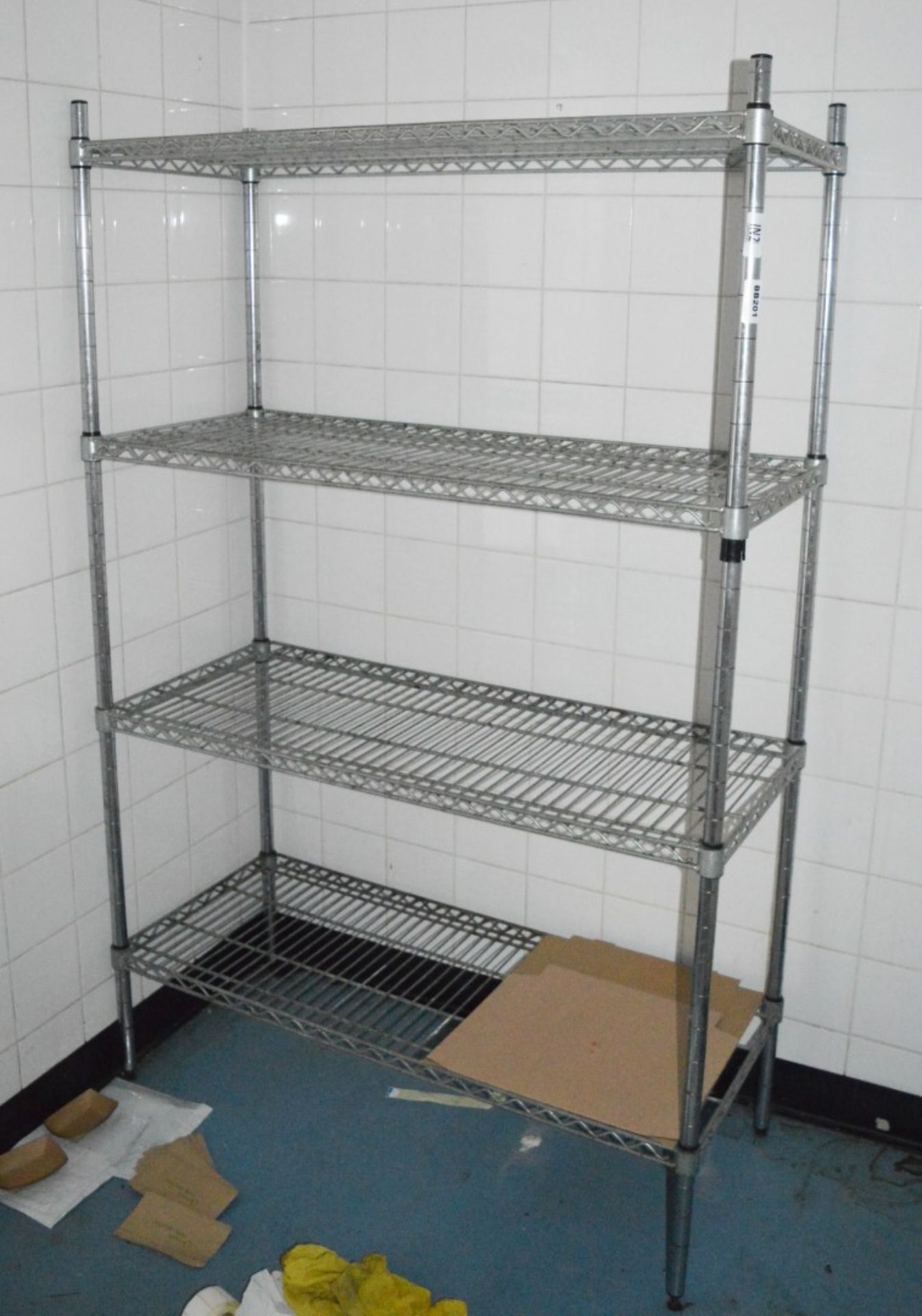 1 x Stainless Steel Four Tier Commercial Kitchen Shelf - Ref BB000 TF - CL351 - Location: Chorley