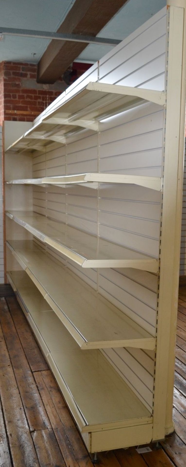 1 x Slatwall With Shelving - Approx. Total Dimensions: W480cm x H249cm - Buyer To Remove - Image 5 of 6