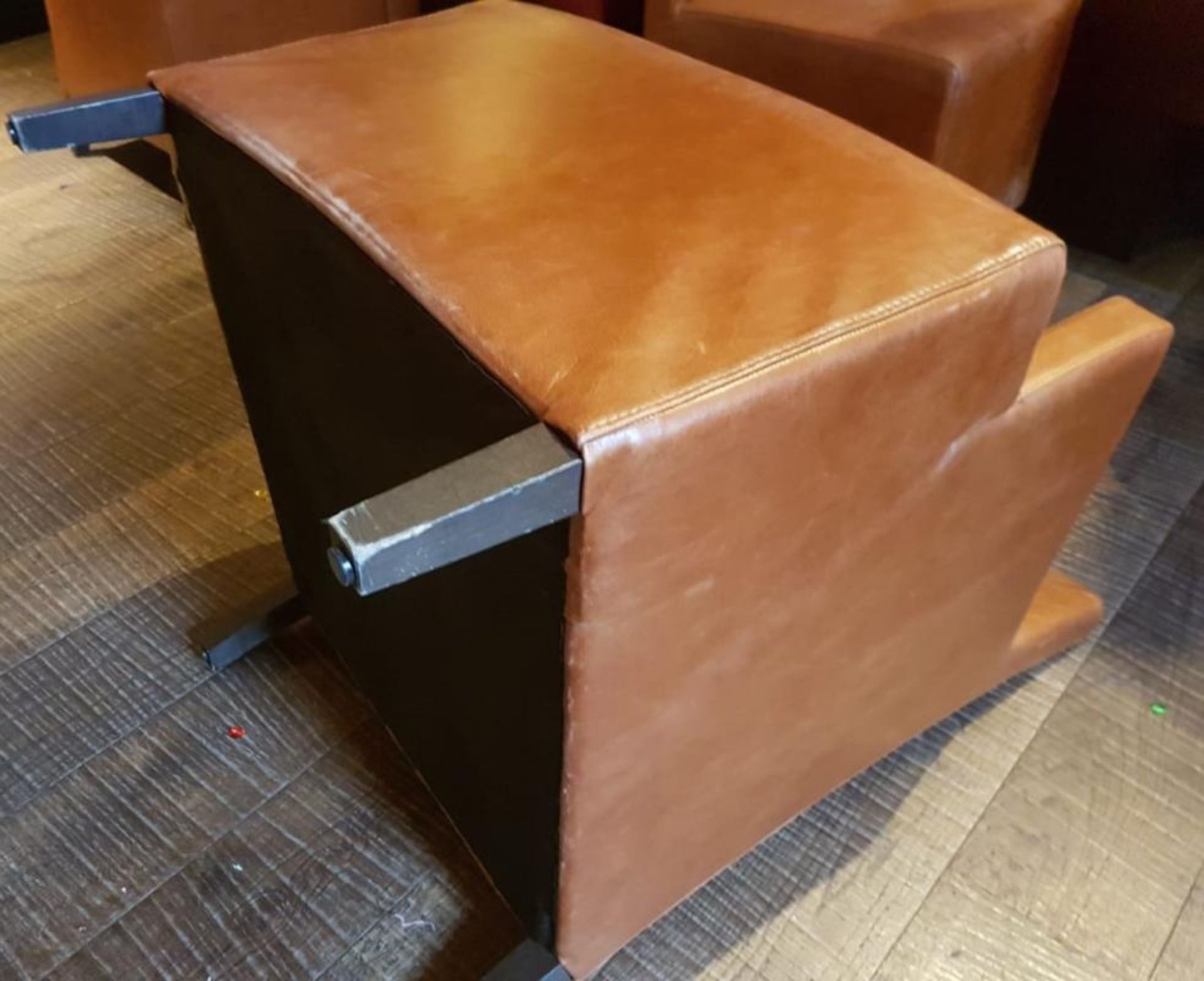 1 x Large Armchair Upholstered In Tan Leather - Recently Removed From A City Centre Steakhouse Resta - Image 4 of 5