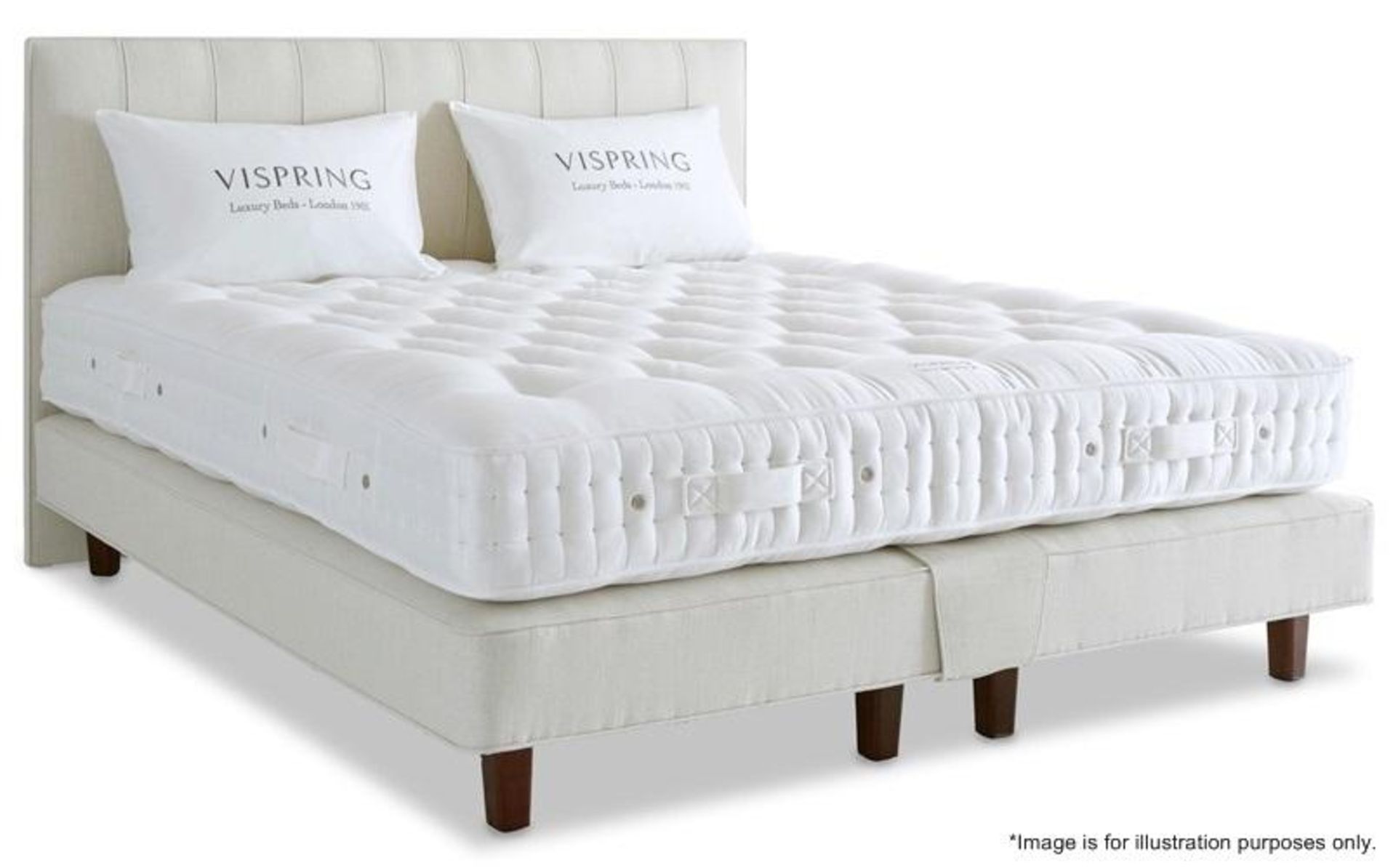 1 x Vispring Herald Superb Kingsize Divan Bed In Cream Leather With Mattress & Headboard - 150X200 -