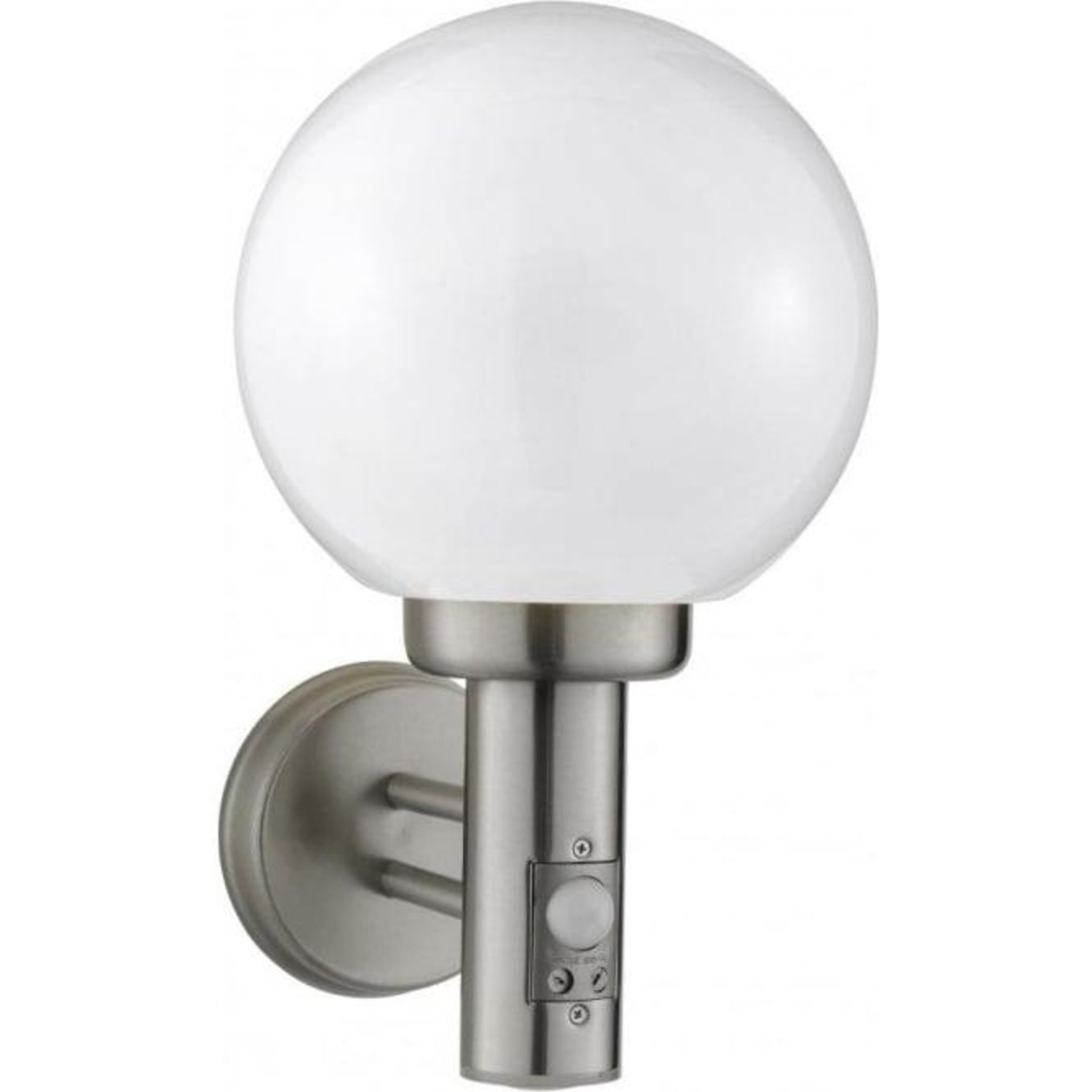 4 x Globe Outdoor Wall Light With PIR Motion Sensor - Stainless Steel With Polycarbonate Shade - IP4 - Image 3 of 6