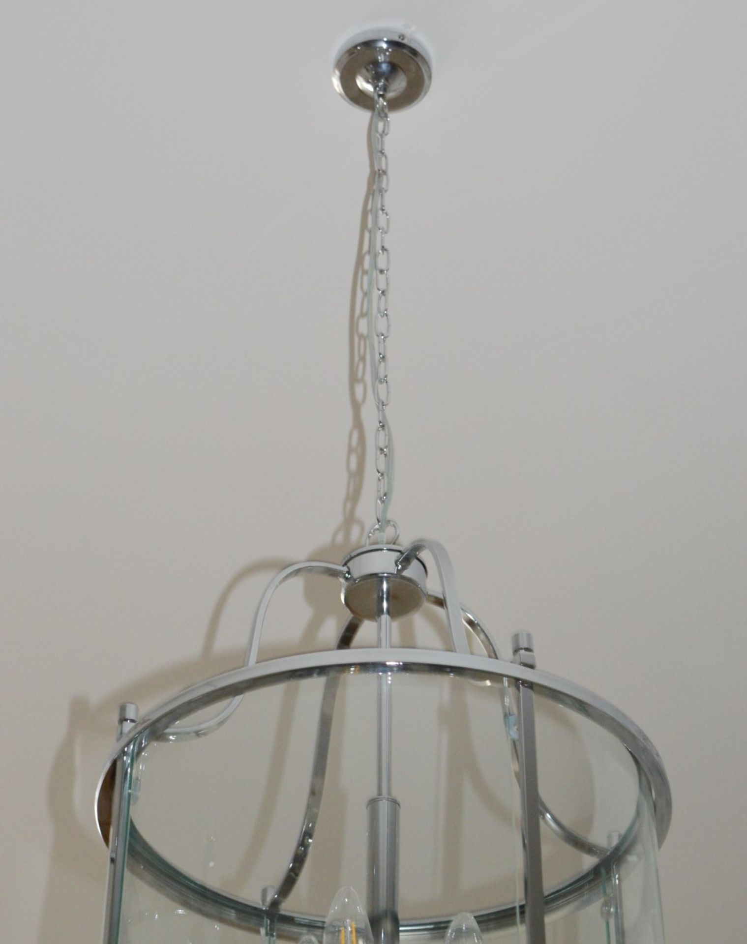 1 x Victorian Lantern Chrome 8-Light Ceiling Fitting With Clear Glass Panels - RRP £576.00 - Image 5 of 5