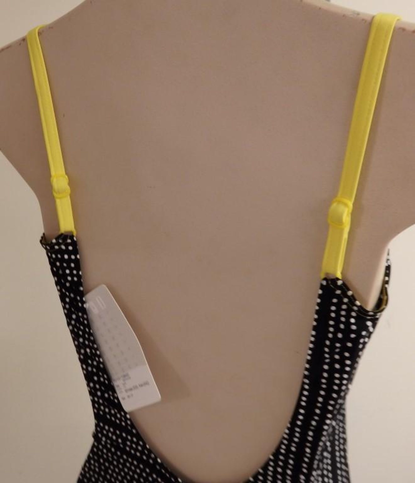 1 x Rasurel - Black Polka dot with canary yellow trim & frill Tobago Swimsuit - R21031 - Size 2 - UK - Image 2 of 8