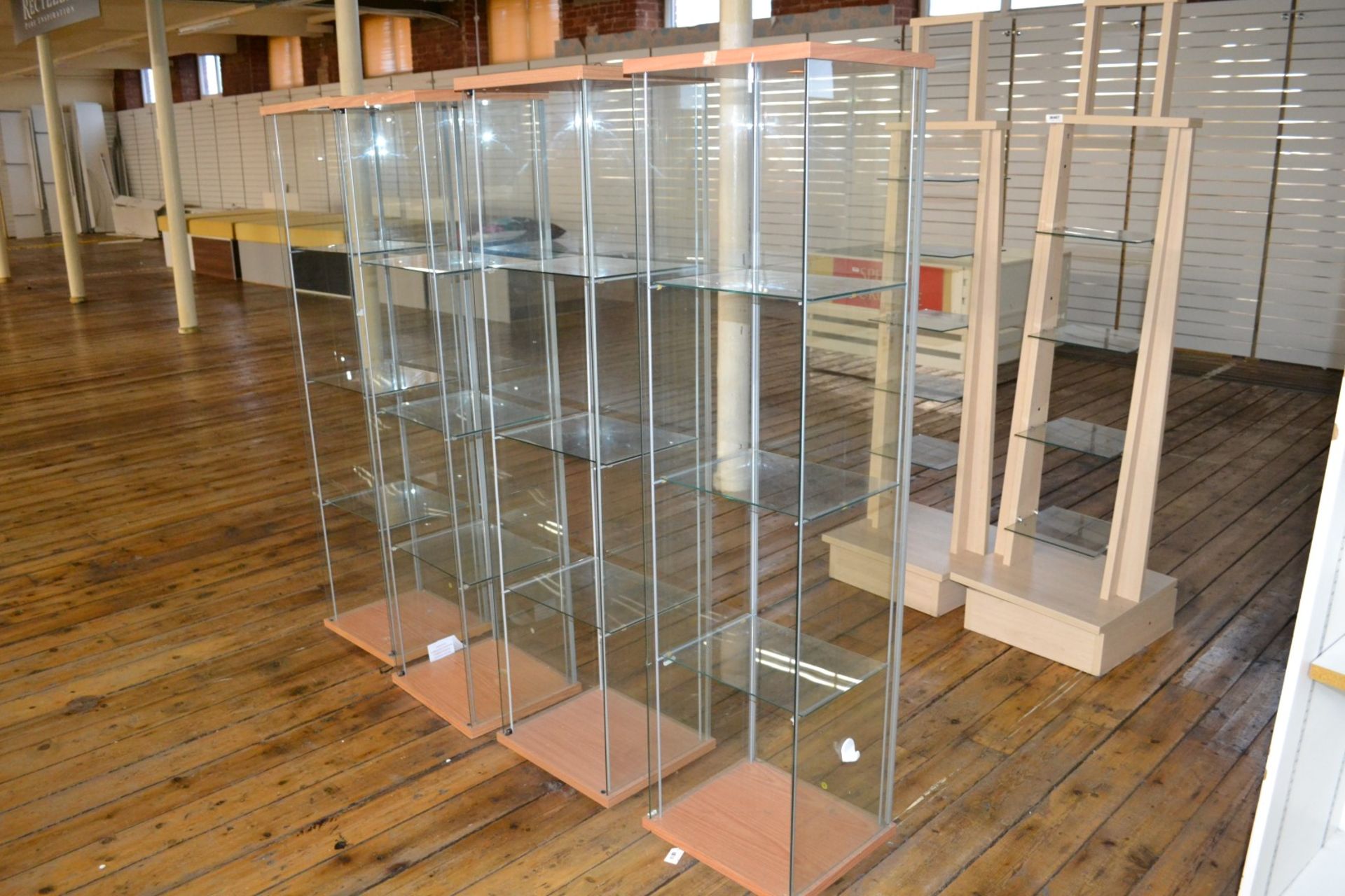 6 x Upright Glass Display Cabinets - M532 - CL351 - Location: Chorley PR6 The winning bidder is