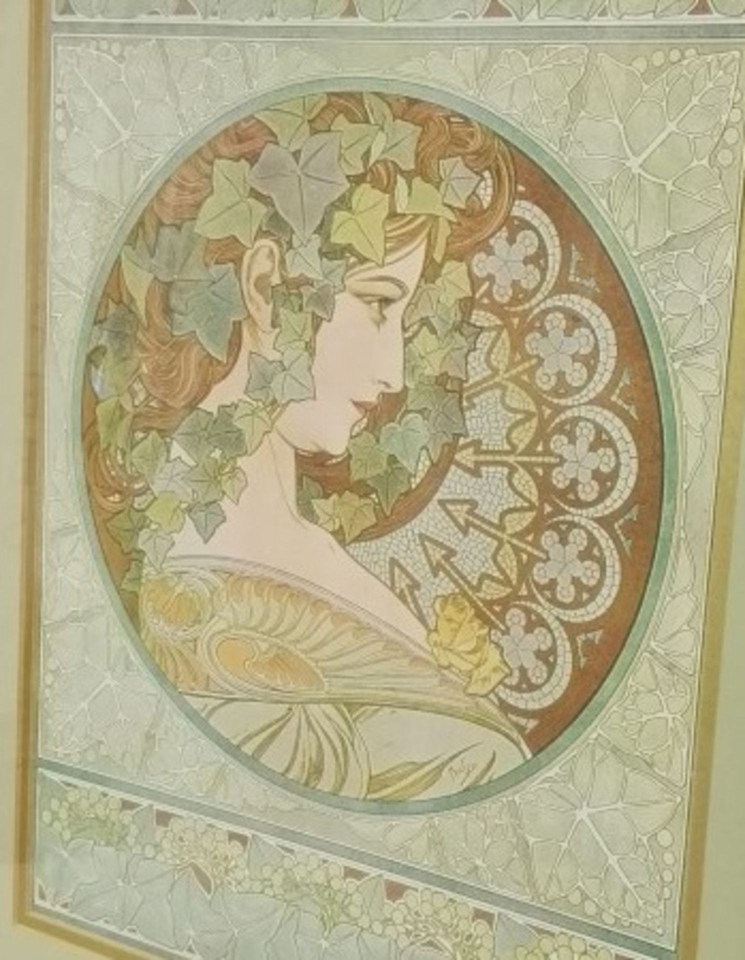 1 x Framed Print Of 'Ivy' By Alphonse Mucha - Ref M555 - Dimensions: H50 x 41cm - CL351 - Image 2 of 2