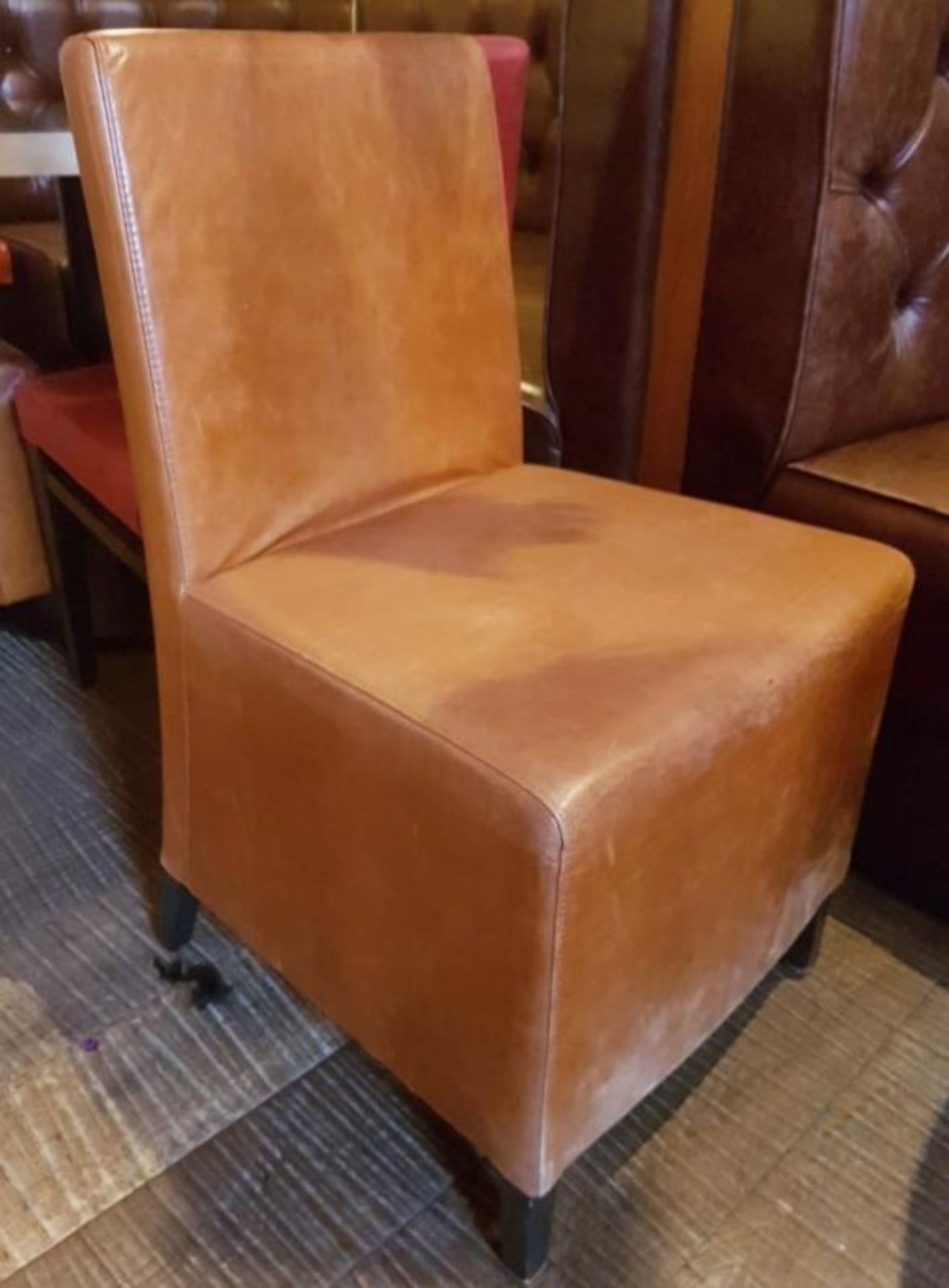 4 x Leather Upholstered Chairs In Tan - Recently Removed From A City Centre Steakhouse Restaurant - - Image 2 of 6