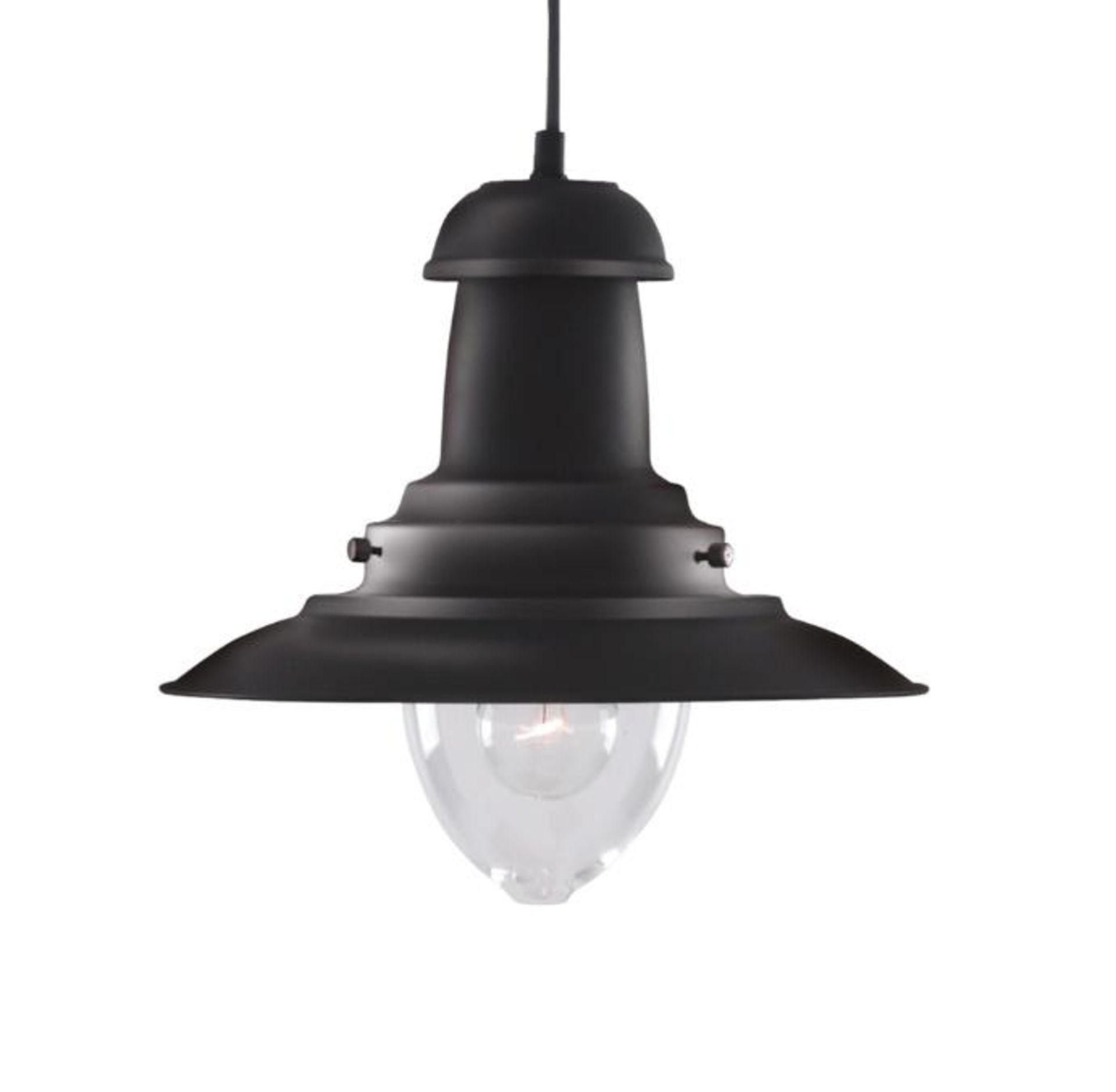 1 x Fisherman Black Pendant Lantern With Clear Glass Shade - Brand New Boxed Stock