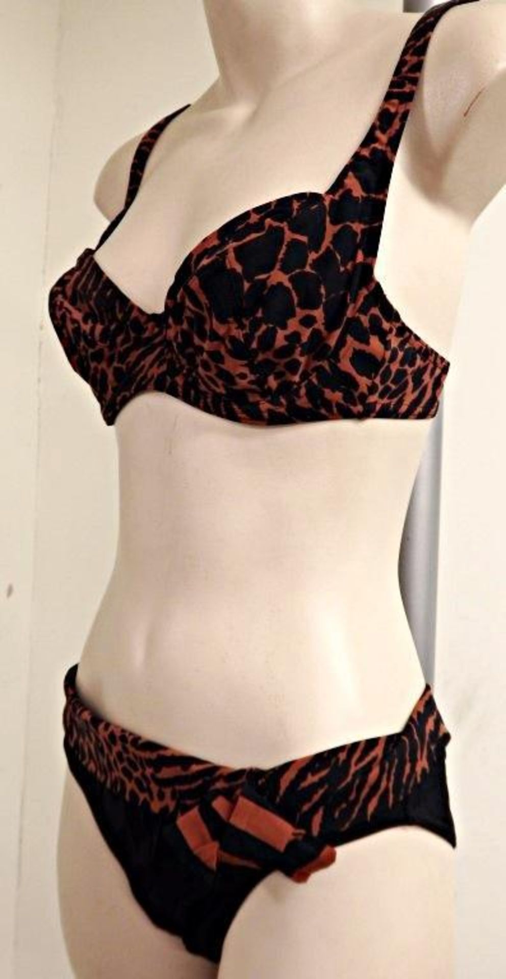 1 x Rasurel - Black/Tan Leopard and Stripe -Bahia Bikini - R21249 - Size 2C - UK 32 - Fr 85 - EU/Int - Image 8 of 9