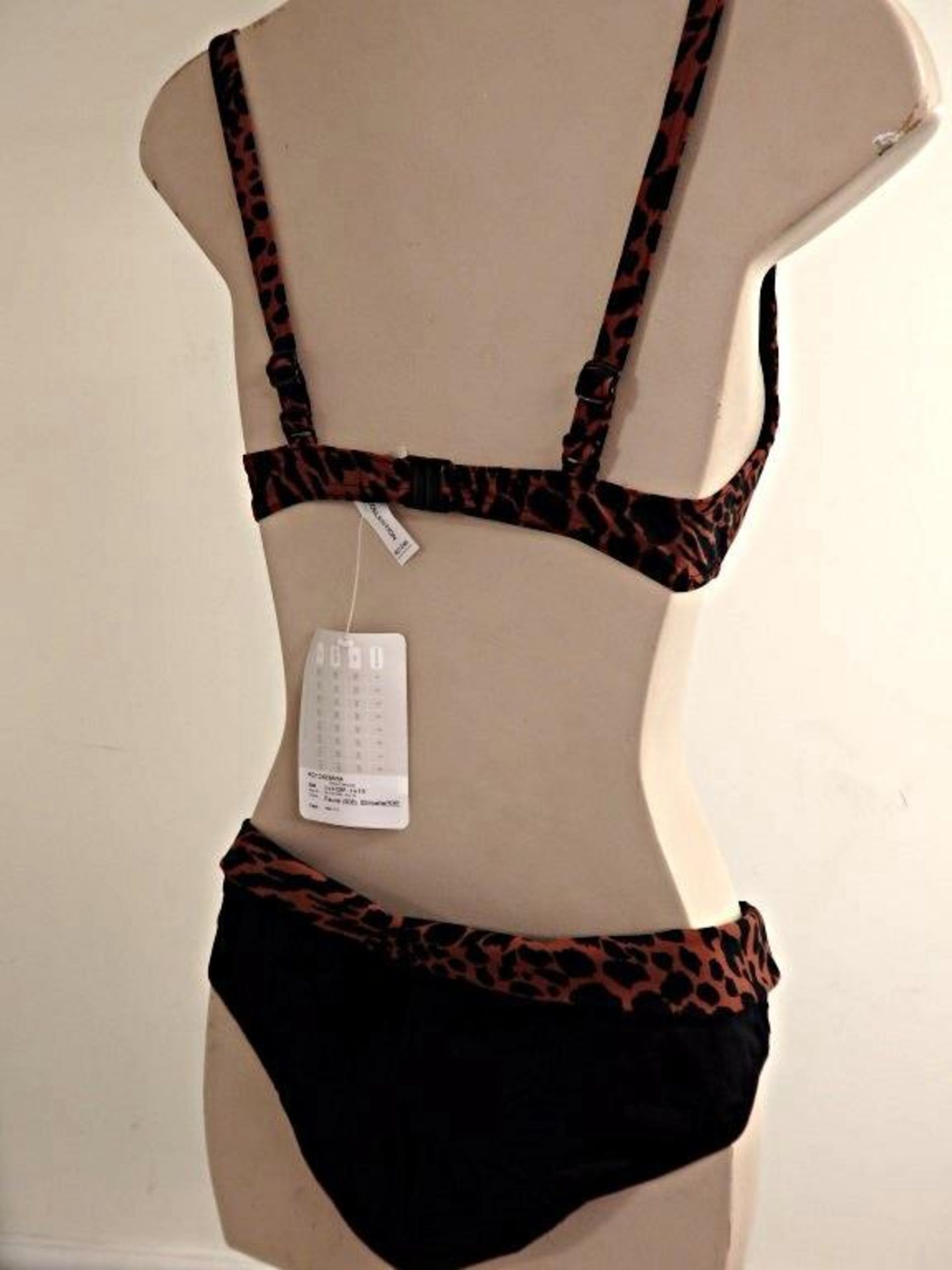 1 x Rasurel - Black/Tan Leopard and Stripe -Bahia Bikini - R21249 - Size 2C - UK 32 - Fr 85 - EU/Int - Image 4 of 9