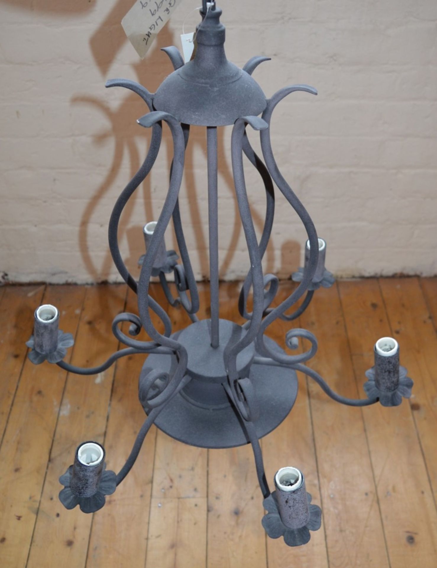 1 x Vintage GE Six Arm Chandelier in Black - H72 x W56 cms - Ref BB1711 2F - CL351 - Location: - Image 3 of 6
