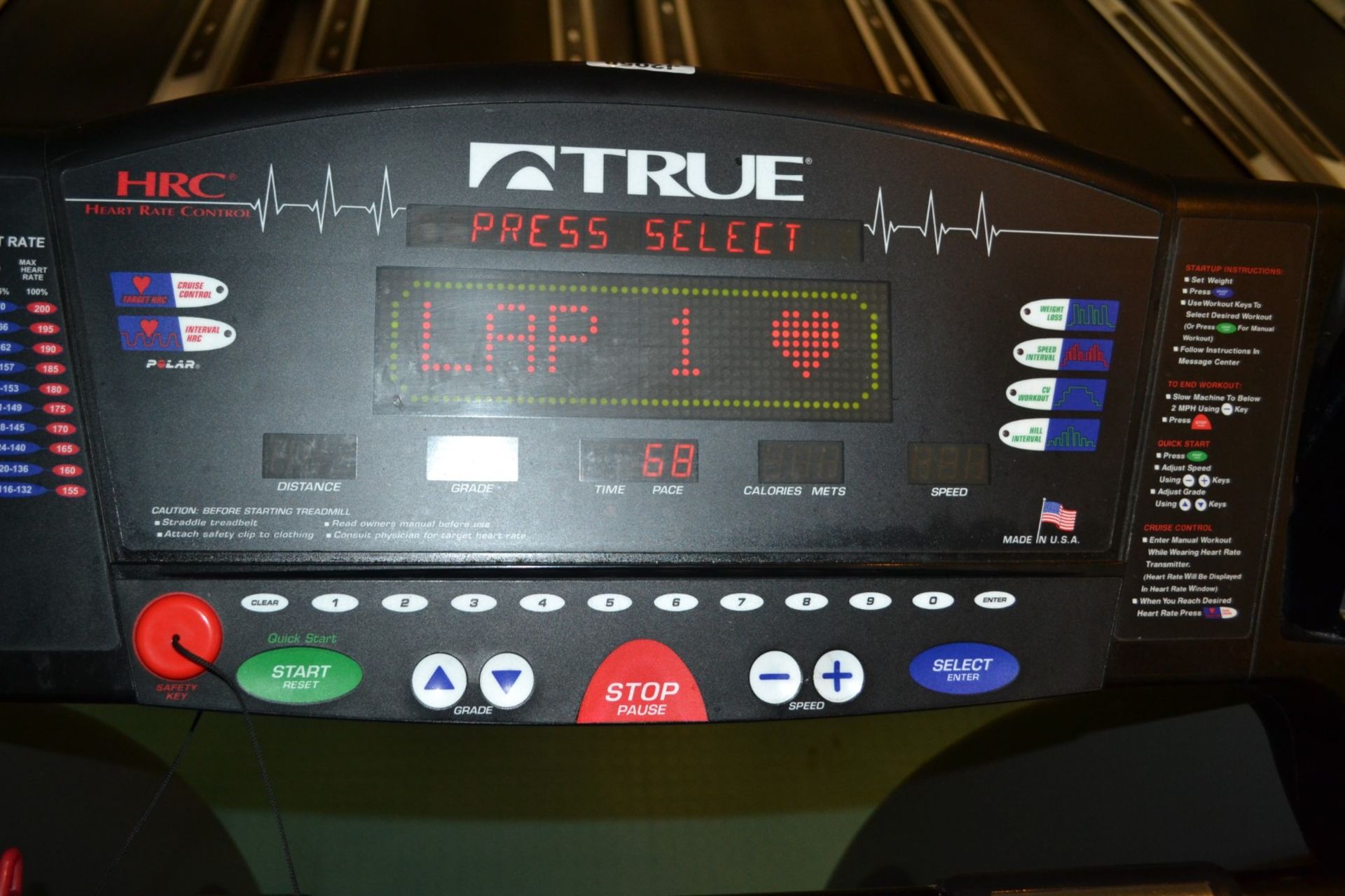 1 x True Fitness Commercial Treadmill With Heart Rate Control - Dimensions:L200 x W85 x H150cm - - Image 3 of 3