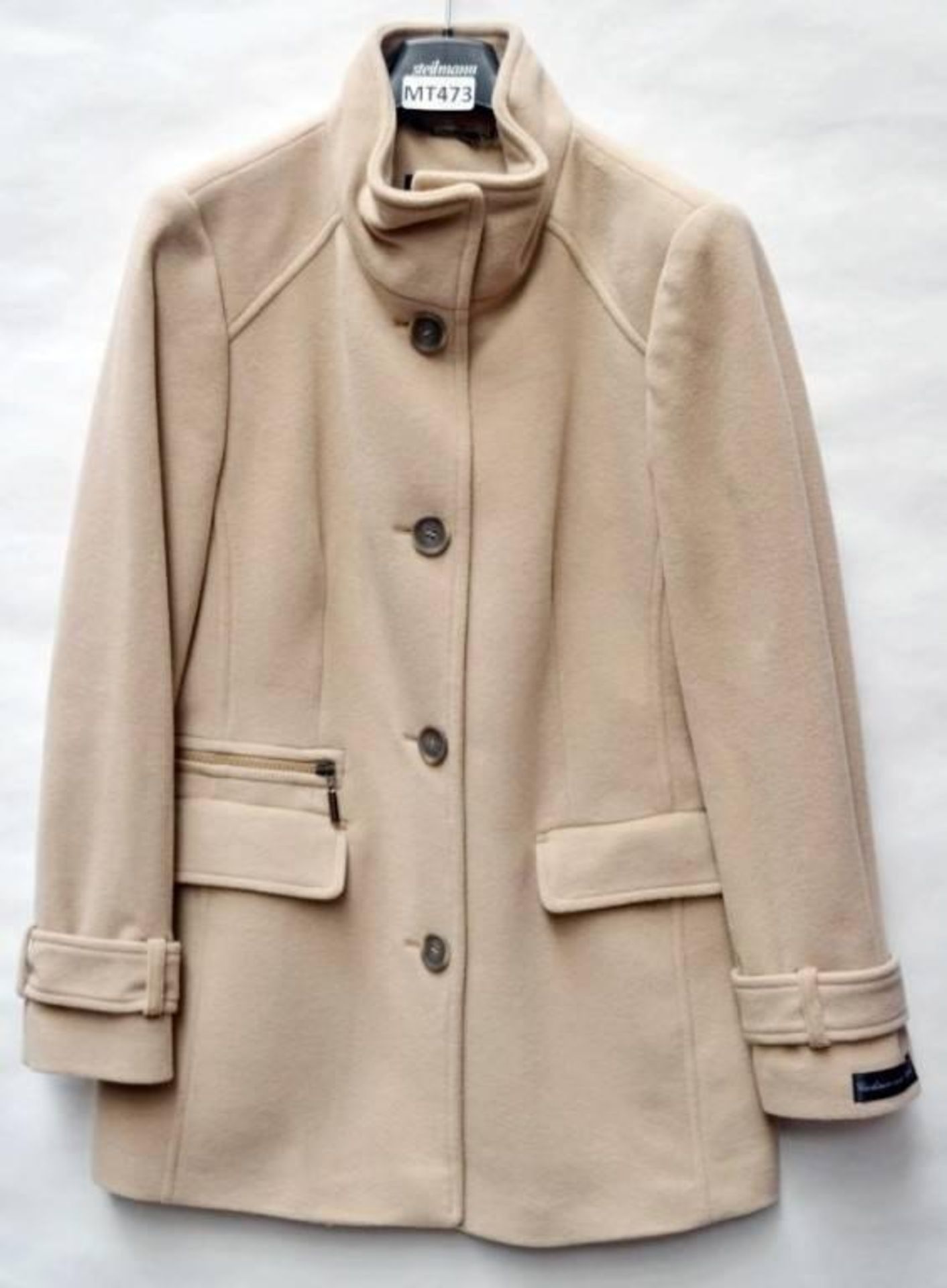 1 x Steilmann Womens Premium 'Virgin Wool & Cashmere' Winter Coat In Beige - UK Size 12 - New Sample