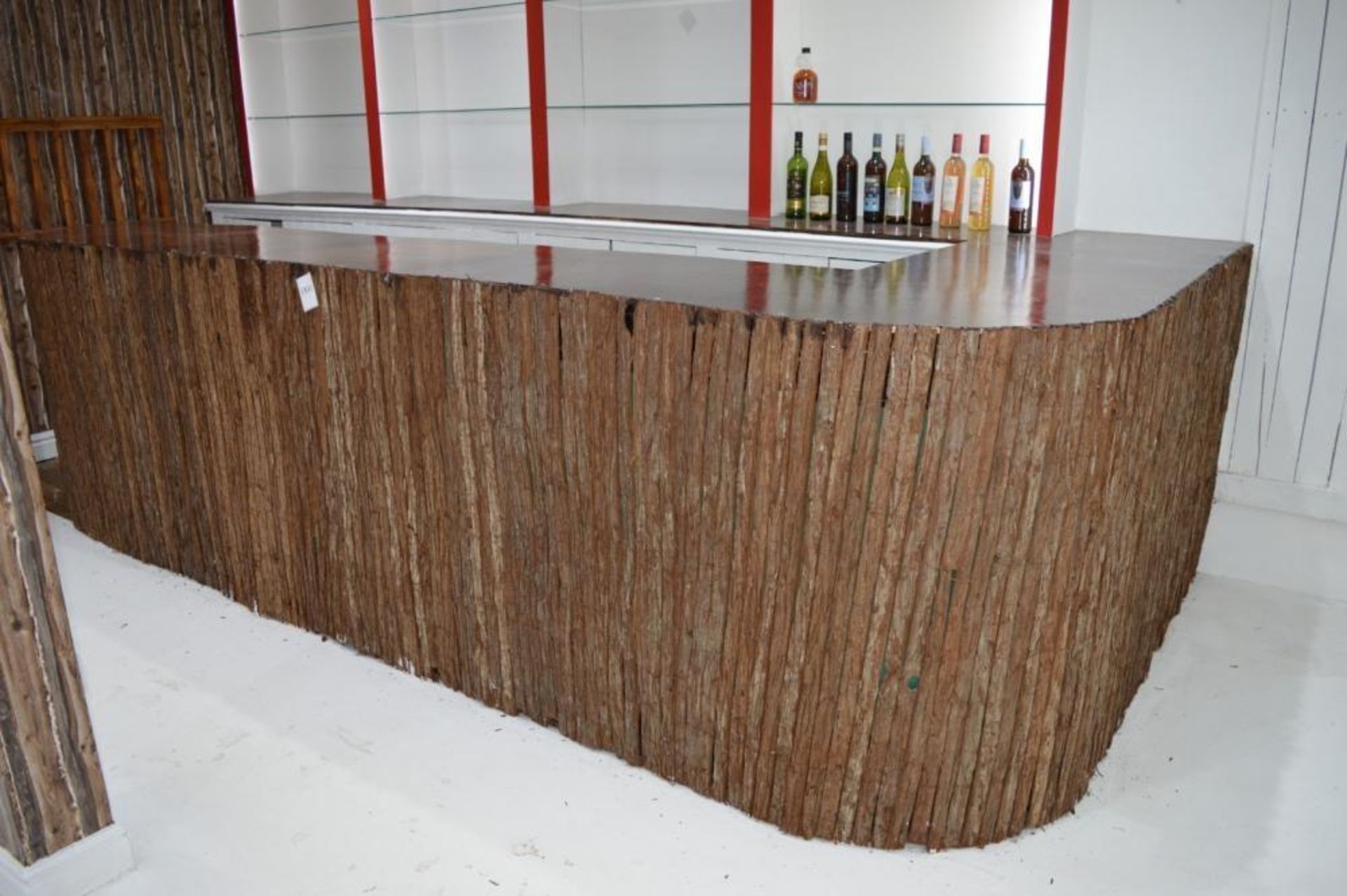 1 x Tiki Style Drinks Bar With Illuminated Rear Shelves and Unfinished Matching Seating Area - Ref B - Image 8 of 14