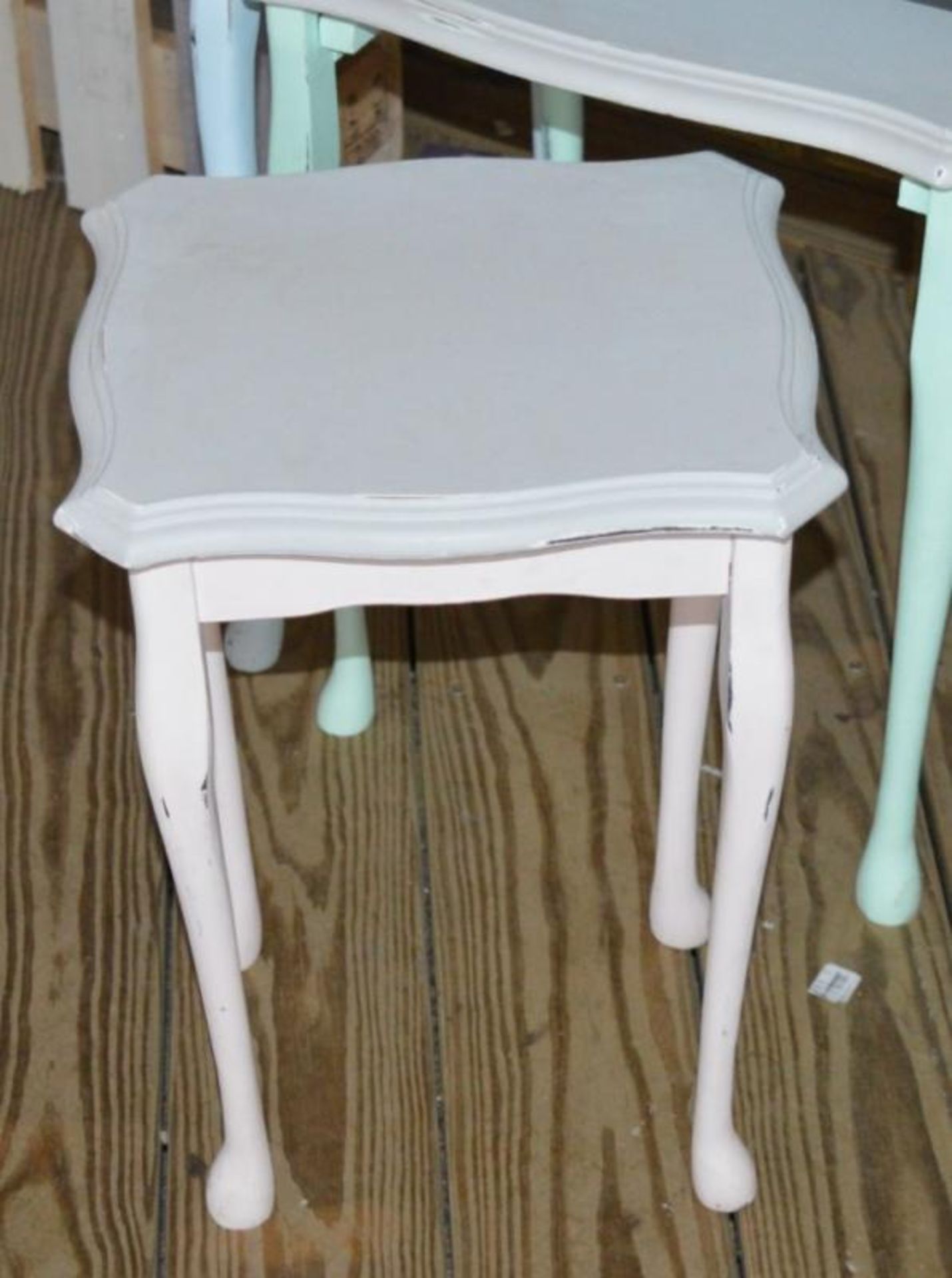 1 x Nest of Three Tables - Hand Made Shabby Chic - Unused - H58 x W55 x D42 cms - Ref BB1559 GFF - C - Image 2 of 5