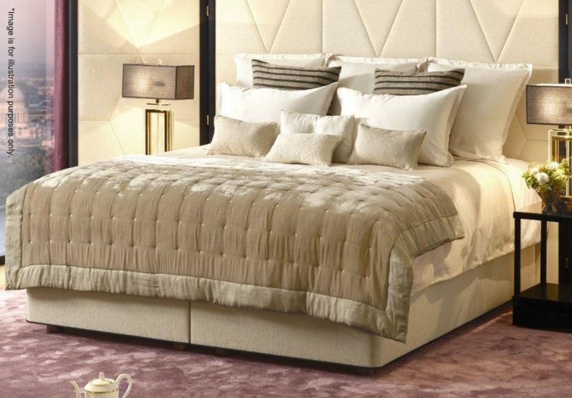 1 x VISPRING DeLuxe Divan Bed Base In White Silk-style Fabric - D182 x 200cm - Handmade In Plymouth,