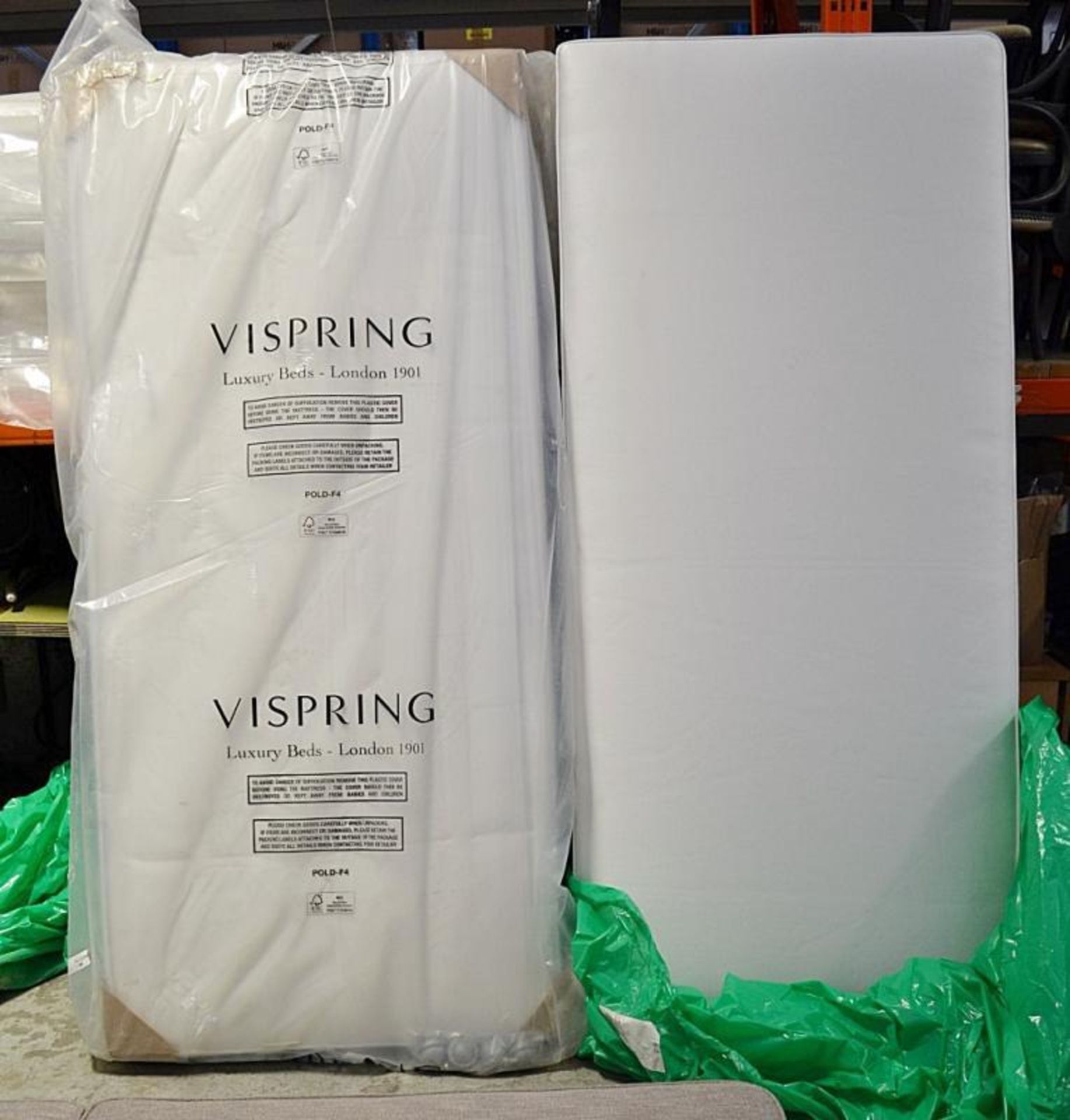 1 x VISPRING DeLuxe Divan Bed Base In White Silk-style Fabric - D182 x 200cm - Handmade In Plymouth, - Image 2 of 3