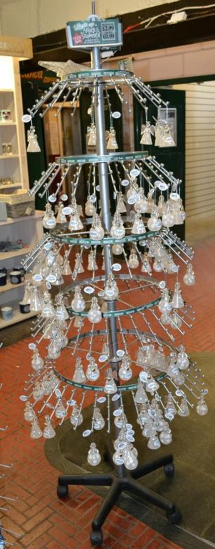 1 x Retail Carousel Display Stand With Approx 100 x Personalised Angel & Snowman Decorations - Ref B