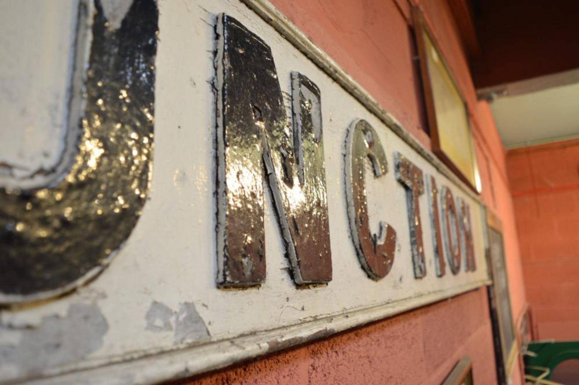 1 x East Junction Vintage Railway Signage - Wooden Back With Metal Lettering Finished in Black and W - Image 2 of 8