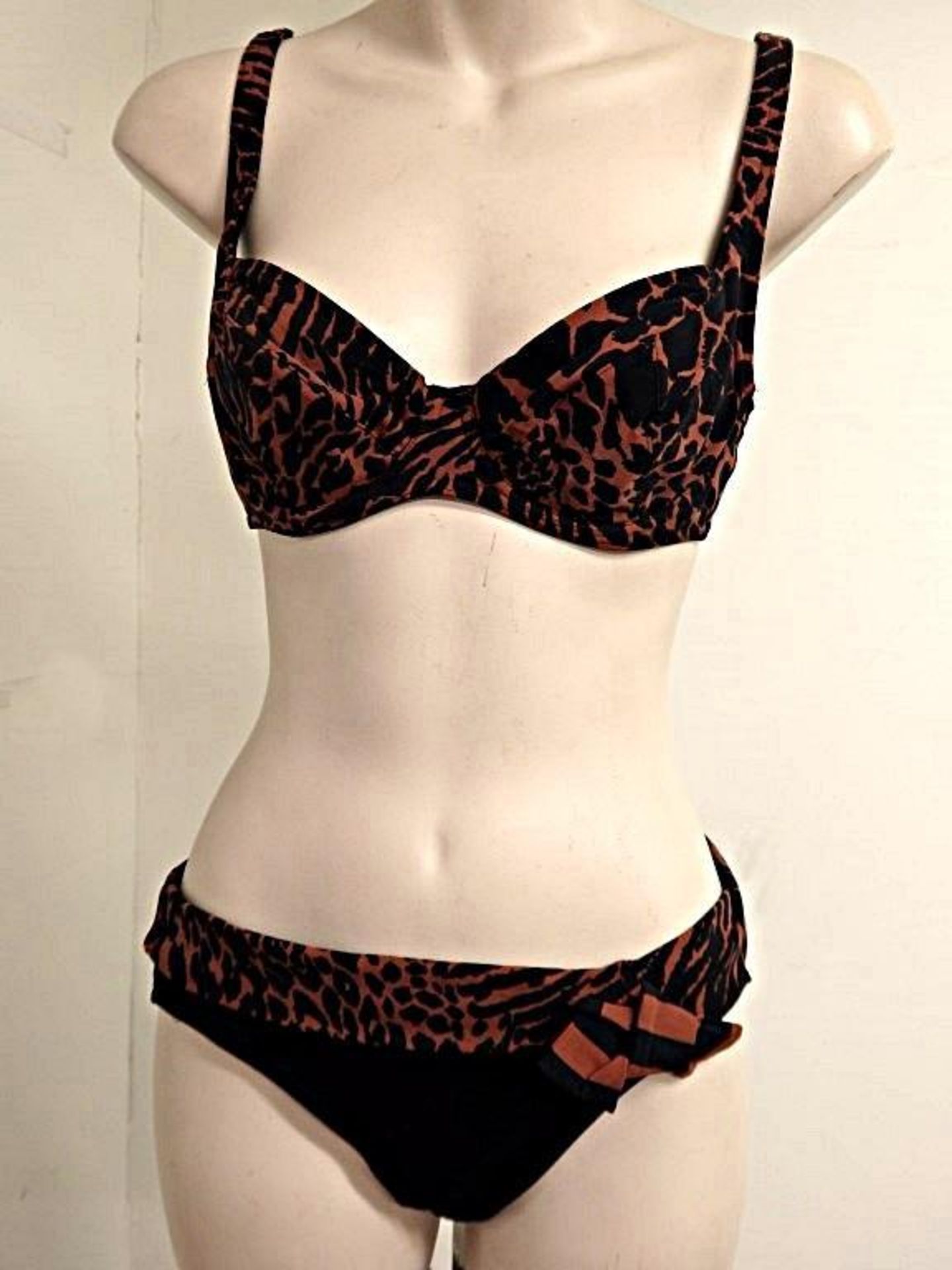 1 x Rasurel - Black/Tan Leopard and Stripe -Bahia Bikini - R21249 - Size 2C - UK 32 - Fr 85 - EU/Int