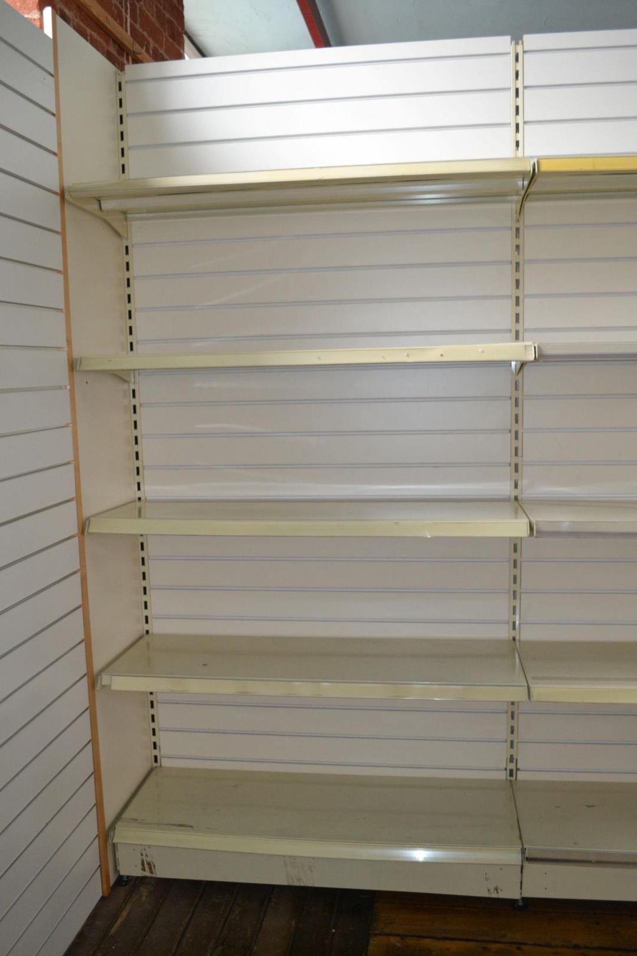 1 x Slatwall With Shelving - Approx. Total Dimensions: W480cm x H249cm - Buyer To Remove - Image 2 of 6