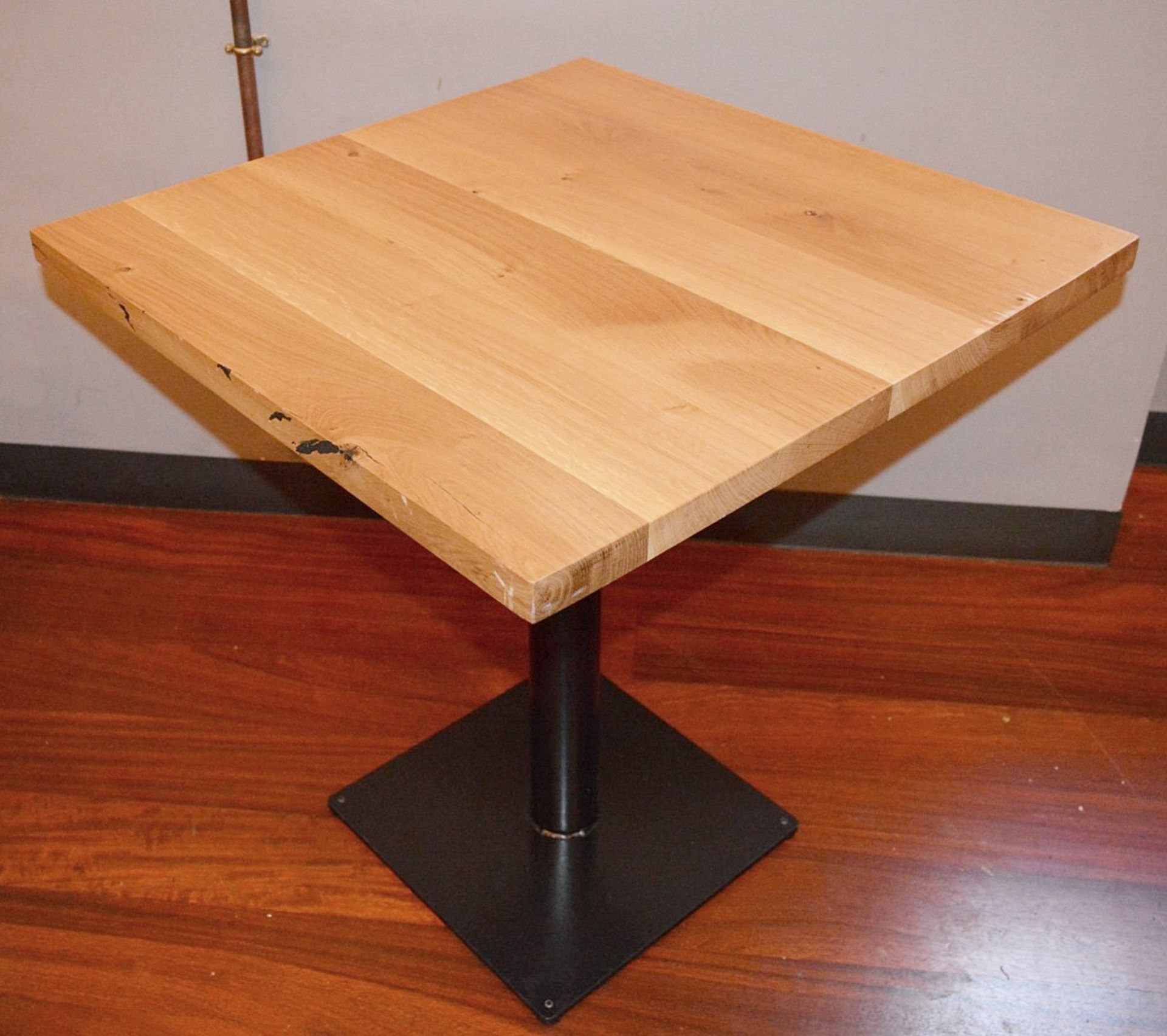 1 x Square Restaurant / Bistro Table - Wooden Topped With A Metal Base - 70x70cm - Recently