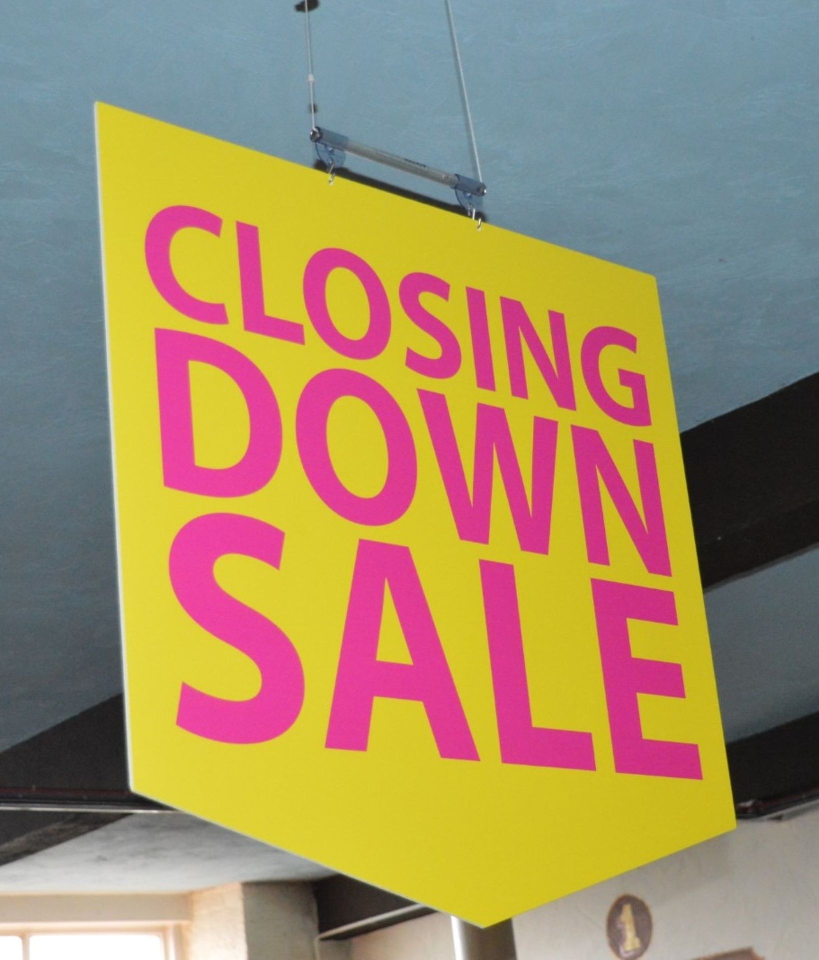 6 x Various Suspended Retail / Store Signs - Closing Down Sale, Paypoint, Changing Rooms etc - Ref