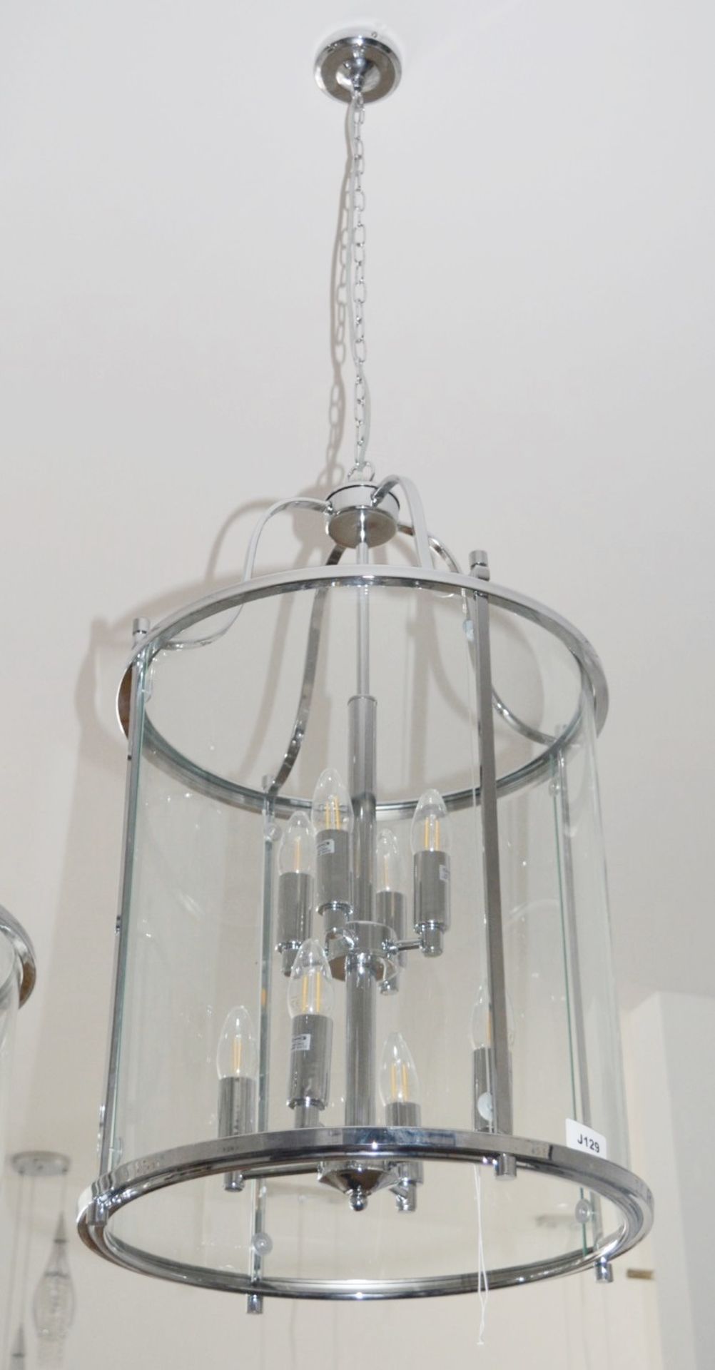 1 x Victorian Lantern Chrome 8-Light Ceiling Fitting With Clear Glass Panels - RRP £576.00 - Image 4 of 5