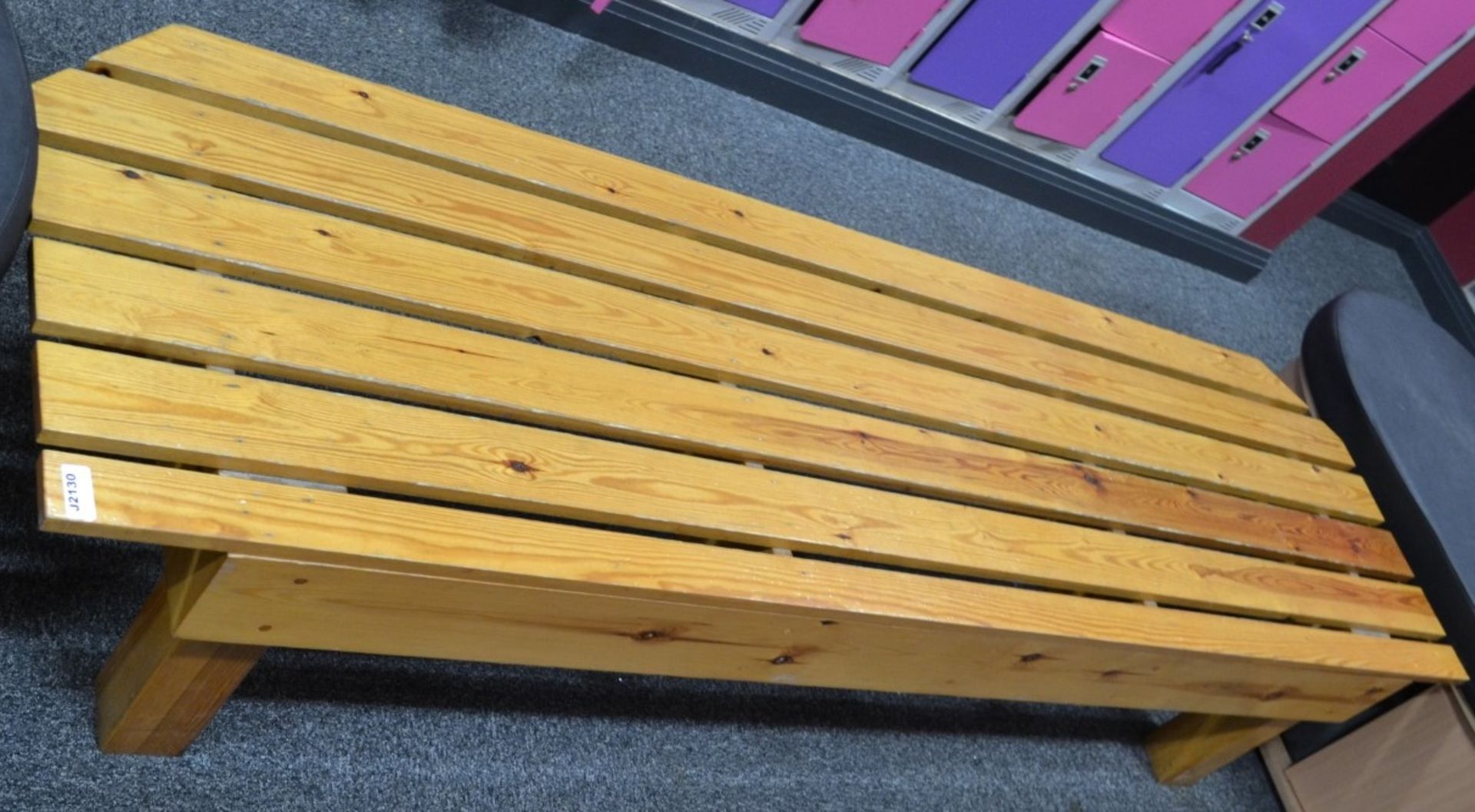 1 x Wooden Rectangular Changing Room Bench - Dimensions: L205 x W65 x H45cm - Ref: J2130/MCR - CL356