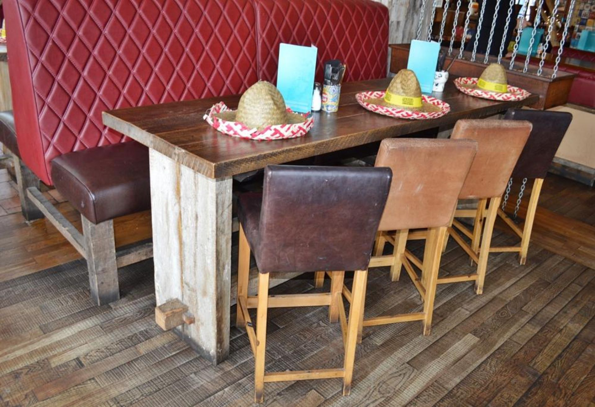 8 x Wooden Bar Stools With Faux Leather Seats in Various Colours - CL363 - Location: Stevenage SG1 - Image 2 of 5